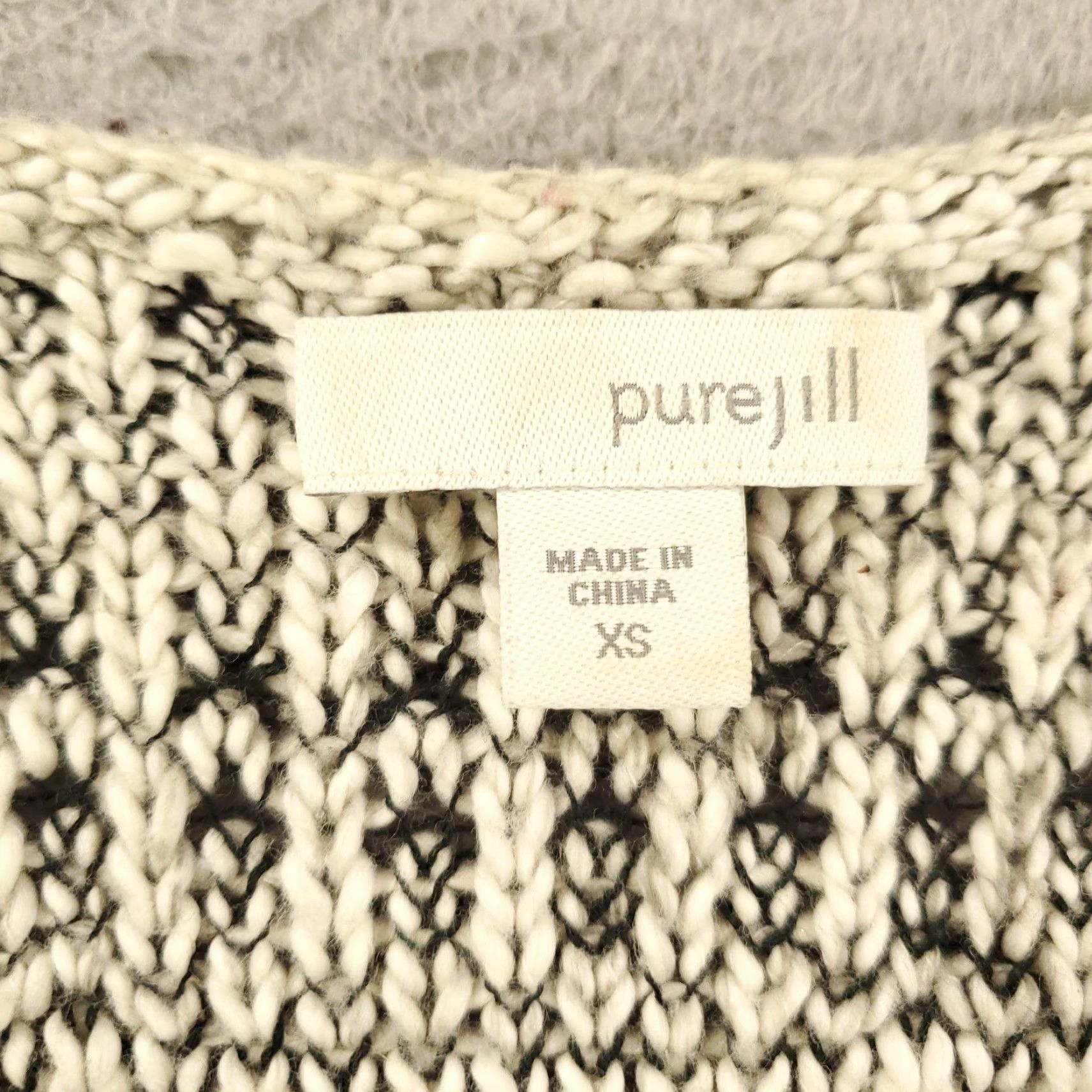 J. Jill VINTAGE Jill Cardigan Sweater Womens XS Gray Big Safety Pin Closure Open Knit Thick Size XS / US 0-2 / IT 36-38 - 7 Thumbnail
