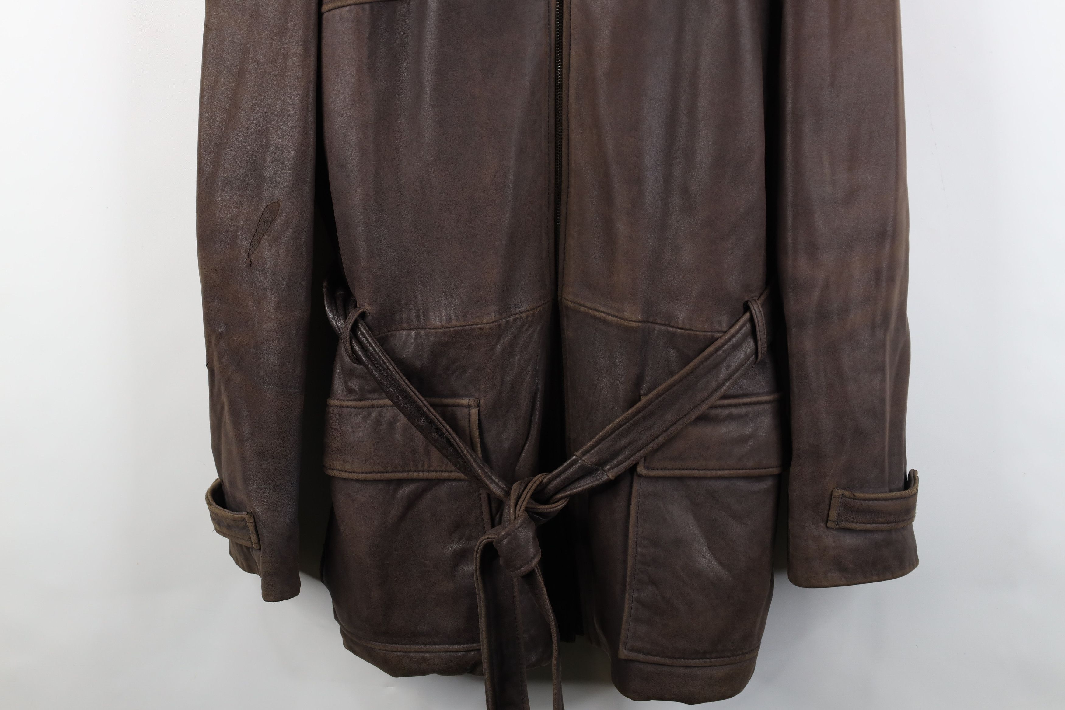 Vintage Vintage 90s Streetwear Leather Trench Coat Jacket Brown Size US XL / EU 56 / 4 - 3 Thumbnail