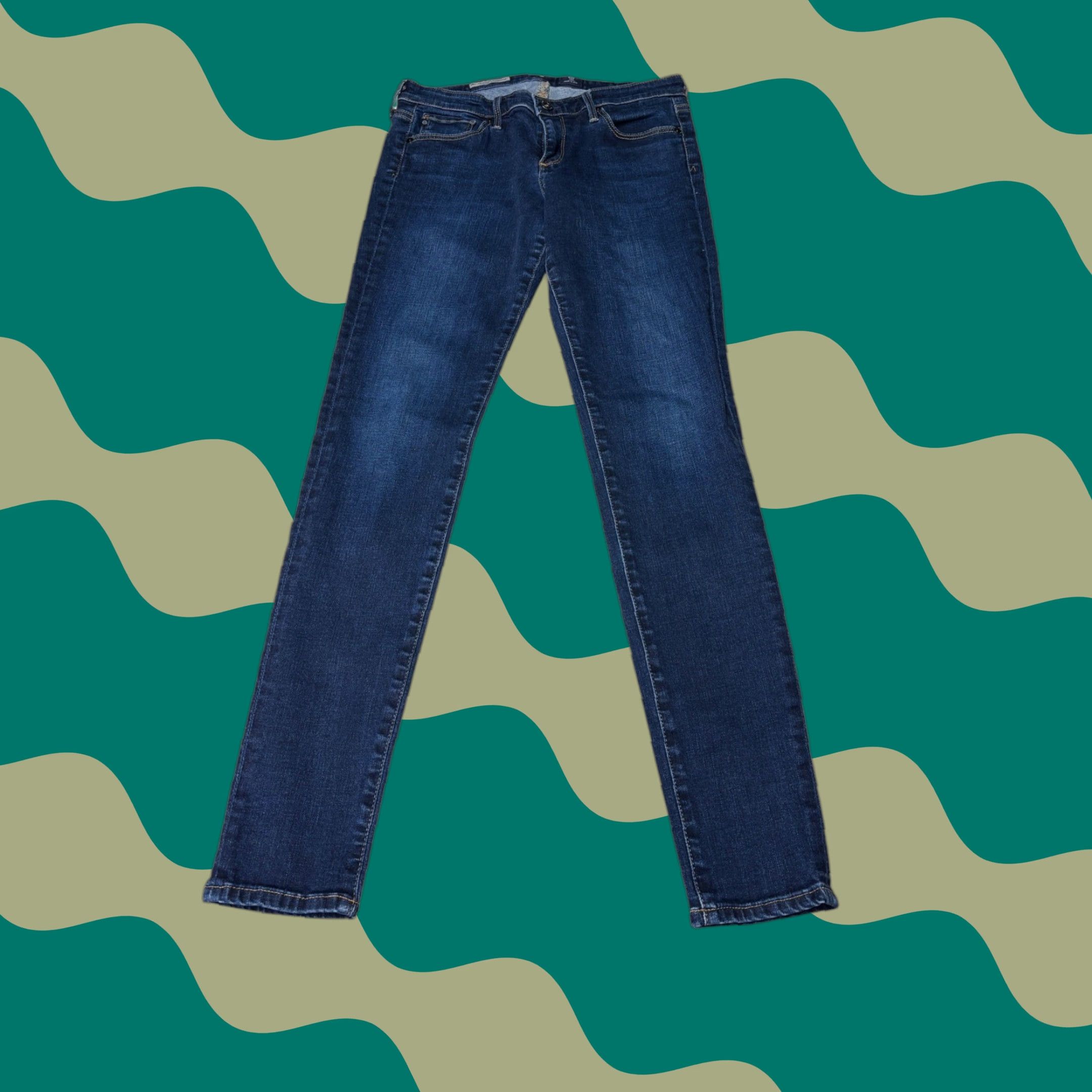 Vintage AG Adriano Goldschmied The Absolute Legging Extreme Skinny Jeans Blue 28R 30in Inseam Womens Denim Stretch Pockets 5-Pocket Zip Button Size 28" / US 6 / IT 42 - 1 Thumbnail