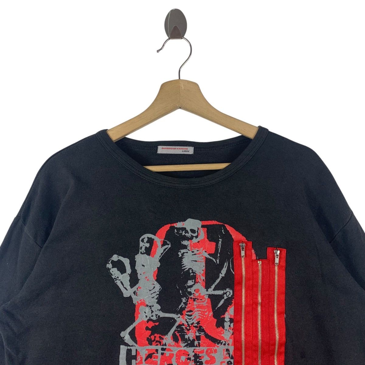 Japanese Brand DANGEROUS WARNING punk zipper long sleeve tee Size US L / EU 52-54 / 3 - 2 Thumbnail