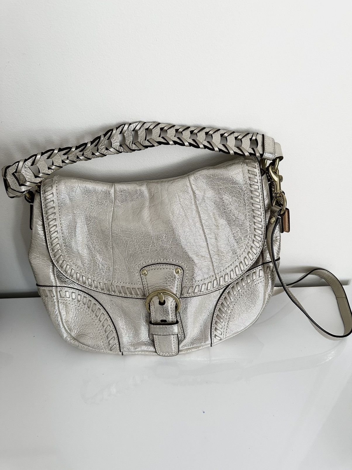 Coach Coach Metallic Whipstitch Leather Bag in Champagne Gold Size ONE SIZE - 3 Thumbnail