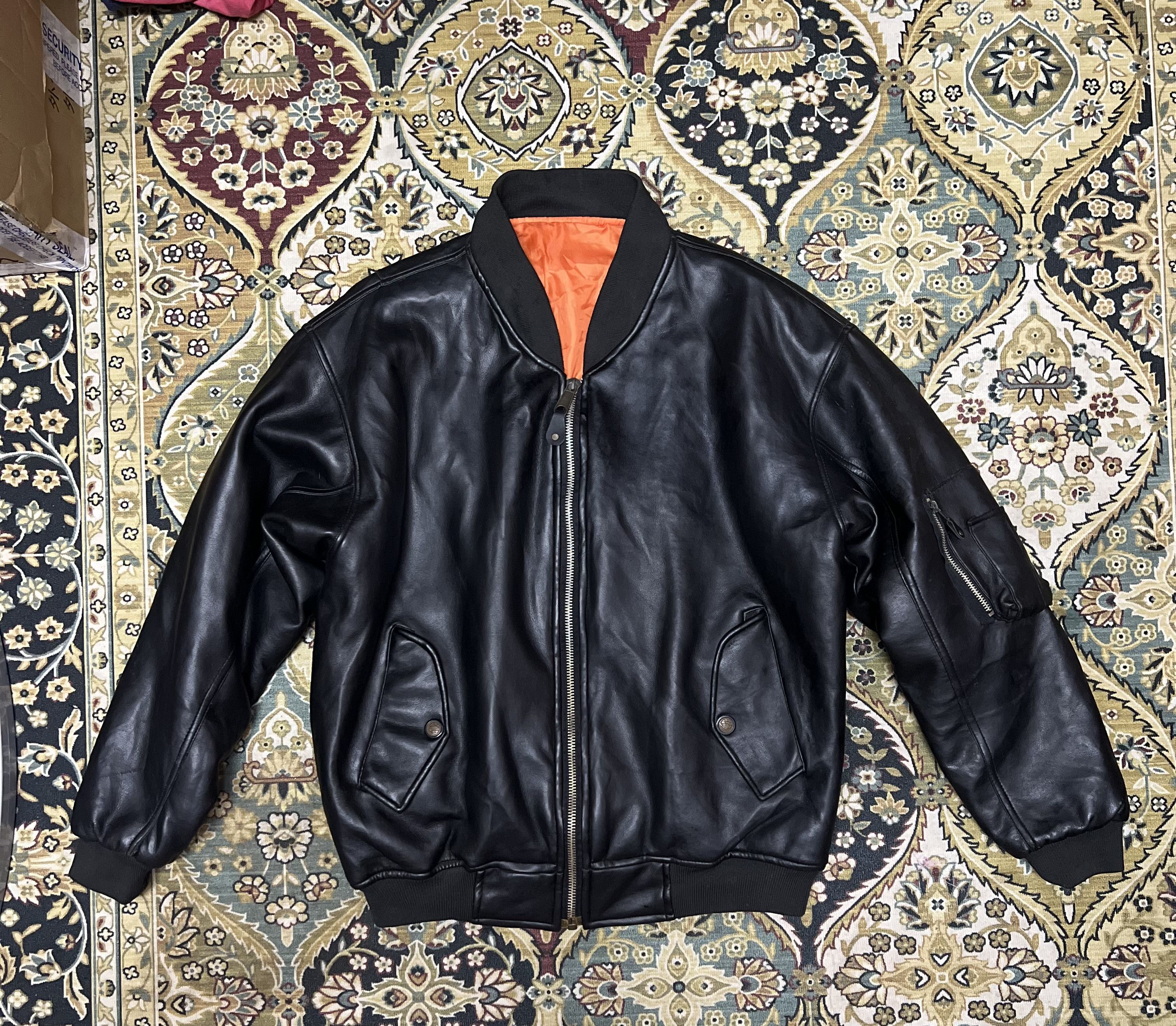 Japanese Brand Japanese Type Ma-1 Military Style Leather Reverible Jacket Size US XXL / EU 58 / 5 - 1 Thumbnail