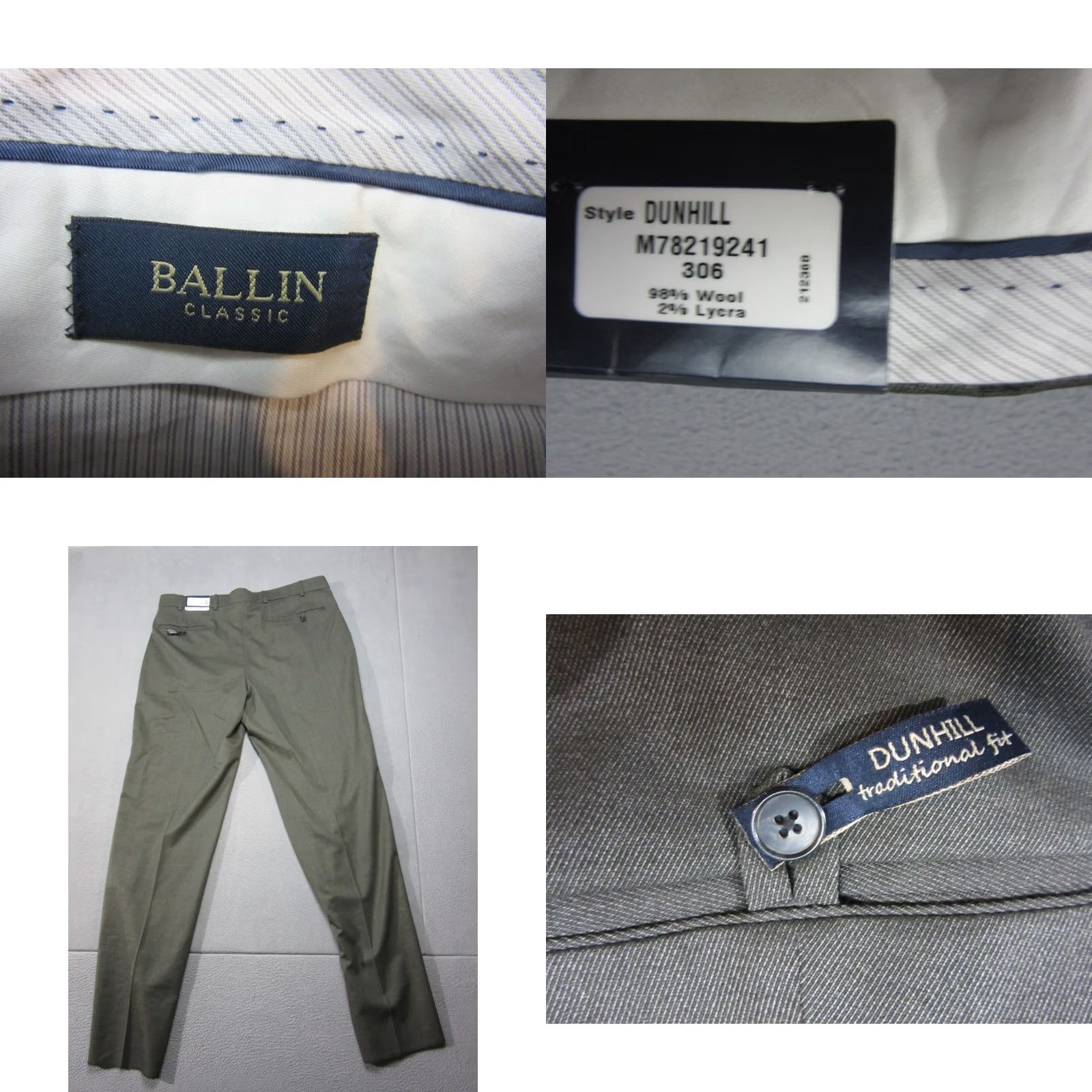 Vintage Ballin Pants Men 40 Green Wool Comfort-EZE Traditional Fit Dress Flat Front Straight Leg Classic Preppy Formal Business Size US 40 / EU 56 - 8 Thumbnail