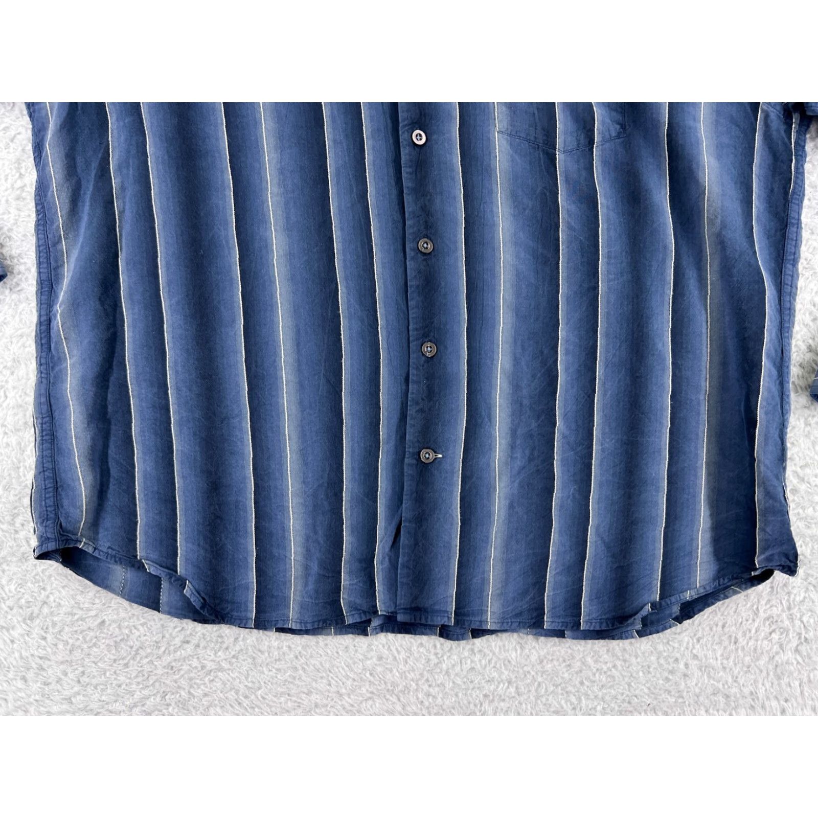 Tommy Bahama Tommy Bahama Shirt Mens XL Blue Striped Silk Button-Up 100% Silk Aloha Beach Hawaiian Vacation Resort Shirt Men Size US XL / EU 56 / 4 - 5 Thumbnail