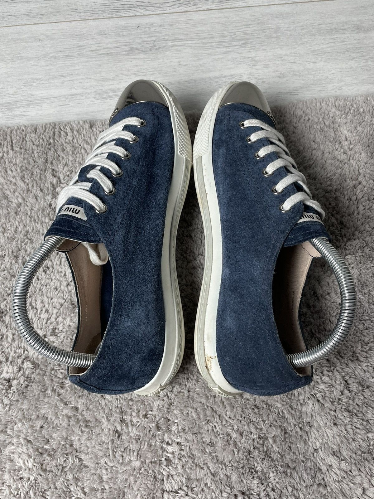 Miu Miu Prada Miu Miu Suede Metal Cap Sneakers Size US 10.5 / IT 40.5 - 6 Thumbnail