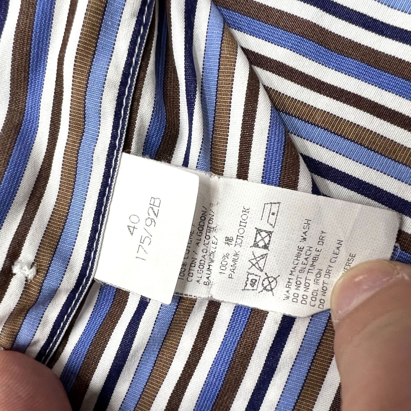 Paul & Shark Paul & Shark Shirt Long Sleeve Striped Cotton Size 40 Blue Brown White Button-Up Collared Mens Size US L / EU 52-54 / 3 - 6 Thumbnail