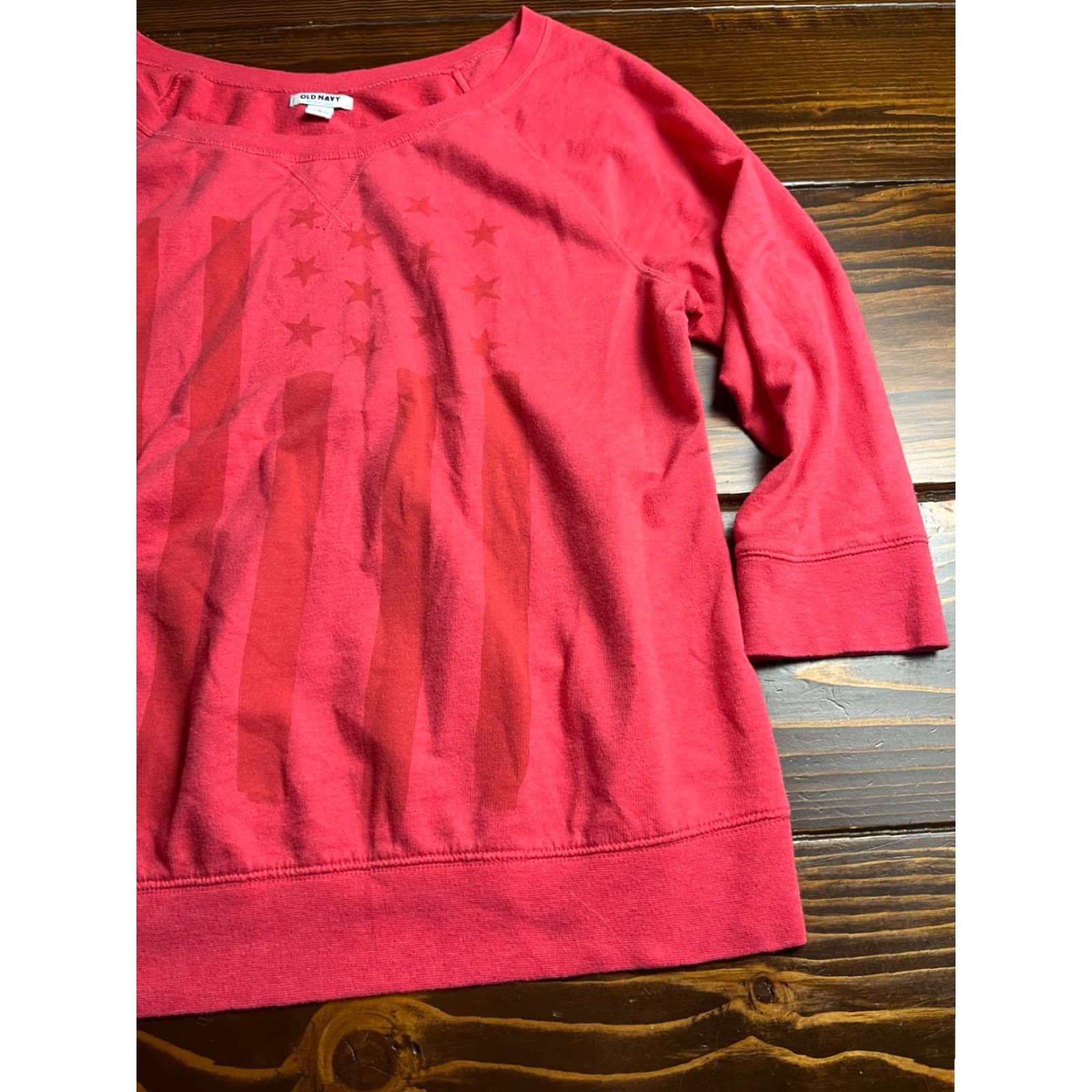 Old Navy Old Navy Sweater Women L Pink Patriotic 3/4 Sleeve Pullover Casual Shirt Size L / US 10 / IT 46 - 3 Thumbnail