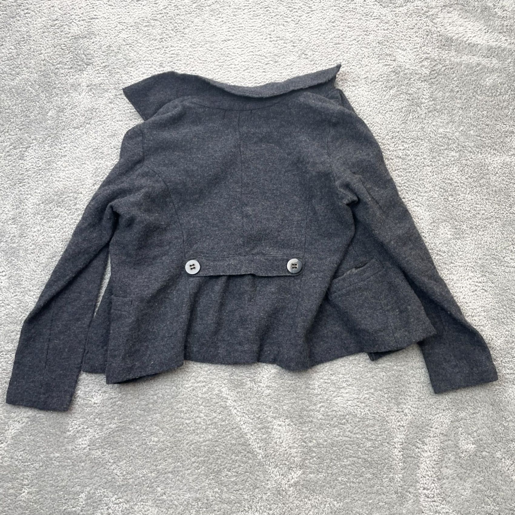 Doublet Luii Jacket Womens Medium Gray Cropped Peacoat Wool Notch Lapel Double Breasted Short Coat Casual Travel Button Pockets City Classic Size M / US 6-8 / IT 42-44 - 2 Thumbnail