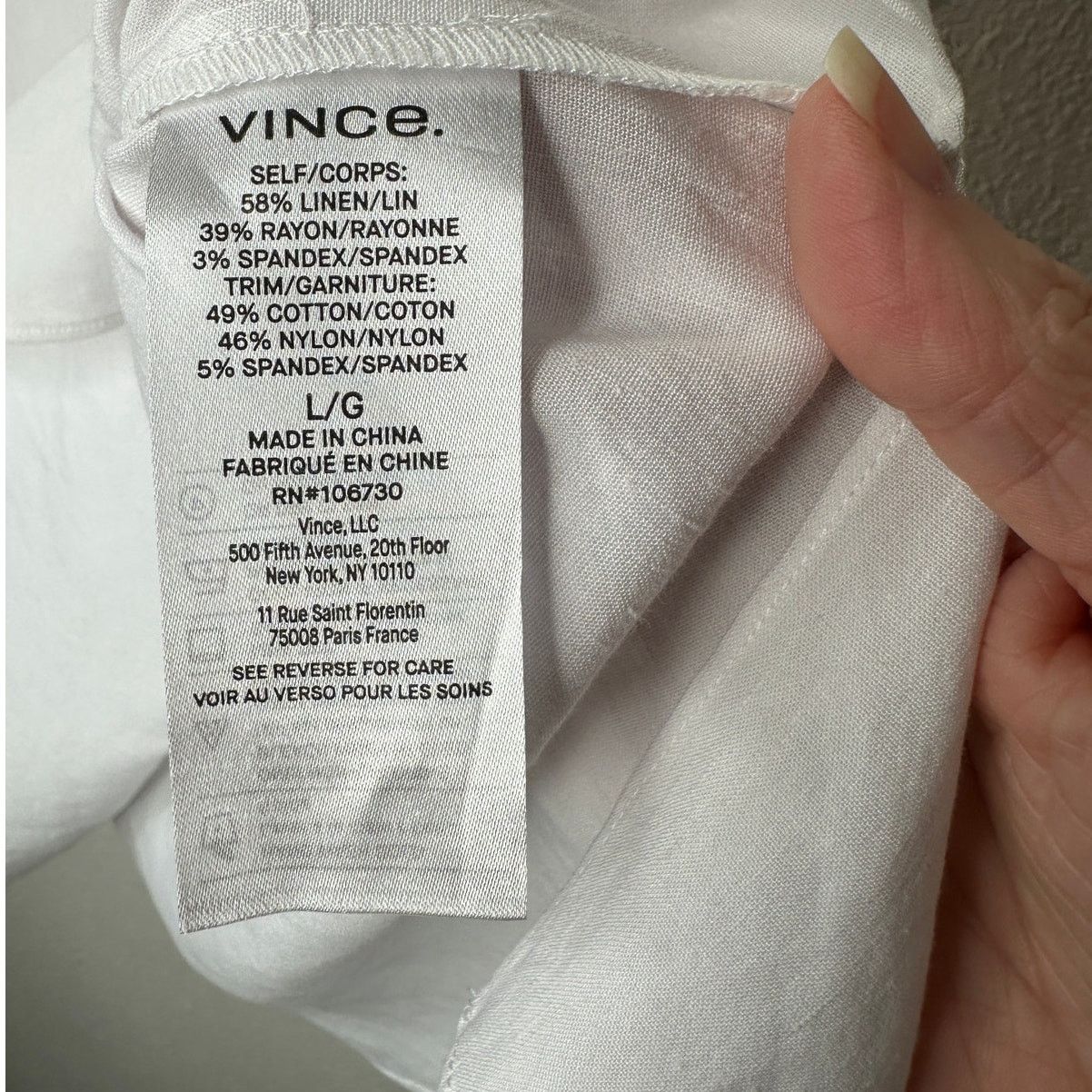 Vince Vince White Linen Round Neck Cap Sleeve Side Slit Tee Top L Size L / US 10 / IT 46 - 8 Thumbnail