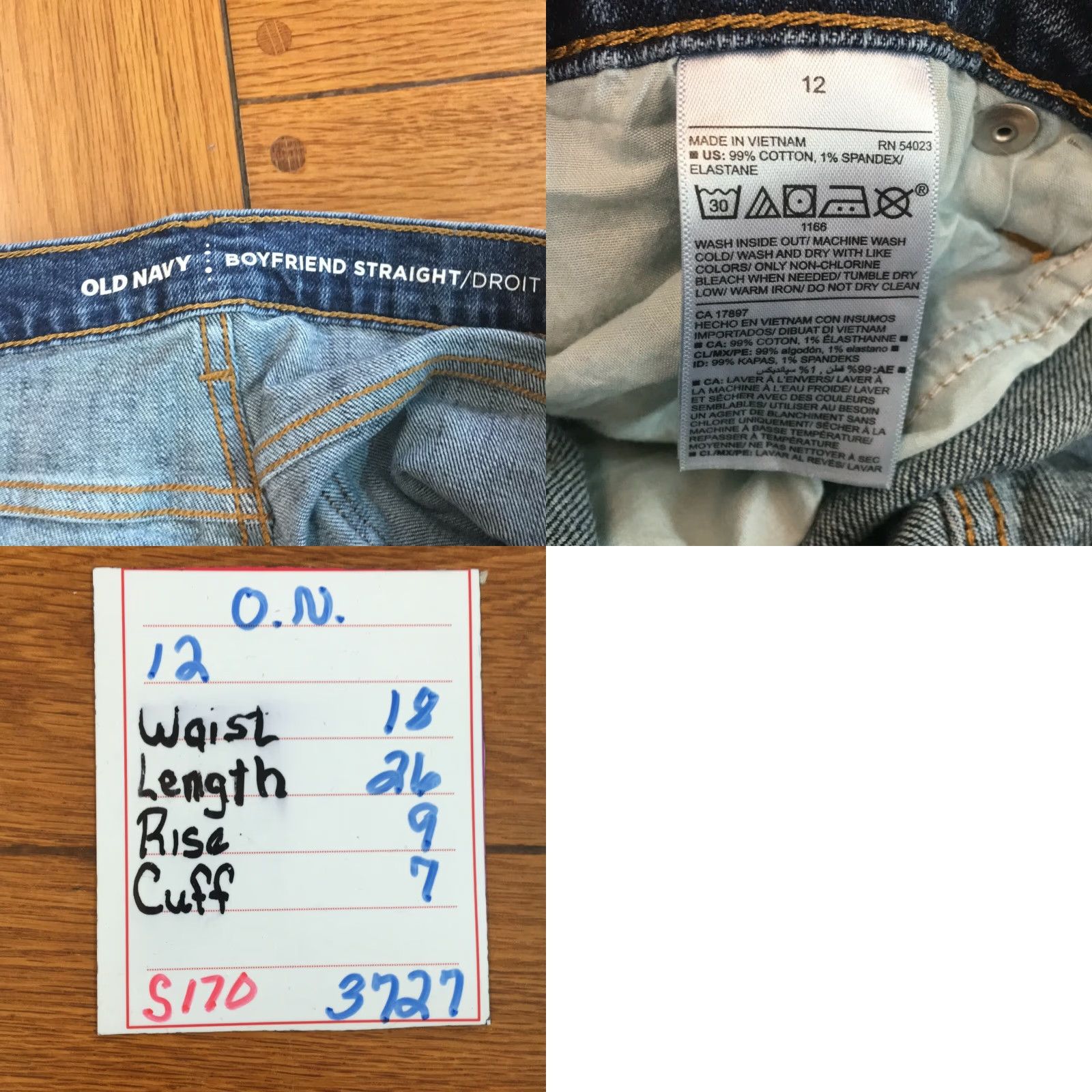 Old Navy VINTAGE Old Navy Denim Jeans Womens 12 Straight Fit Distressed Mid Rise Blue 26 Inch Inseam Size 34" / US 12 / IT 48 - 8 Thumbnail