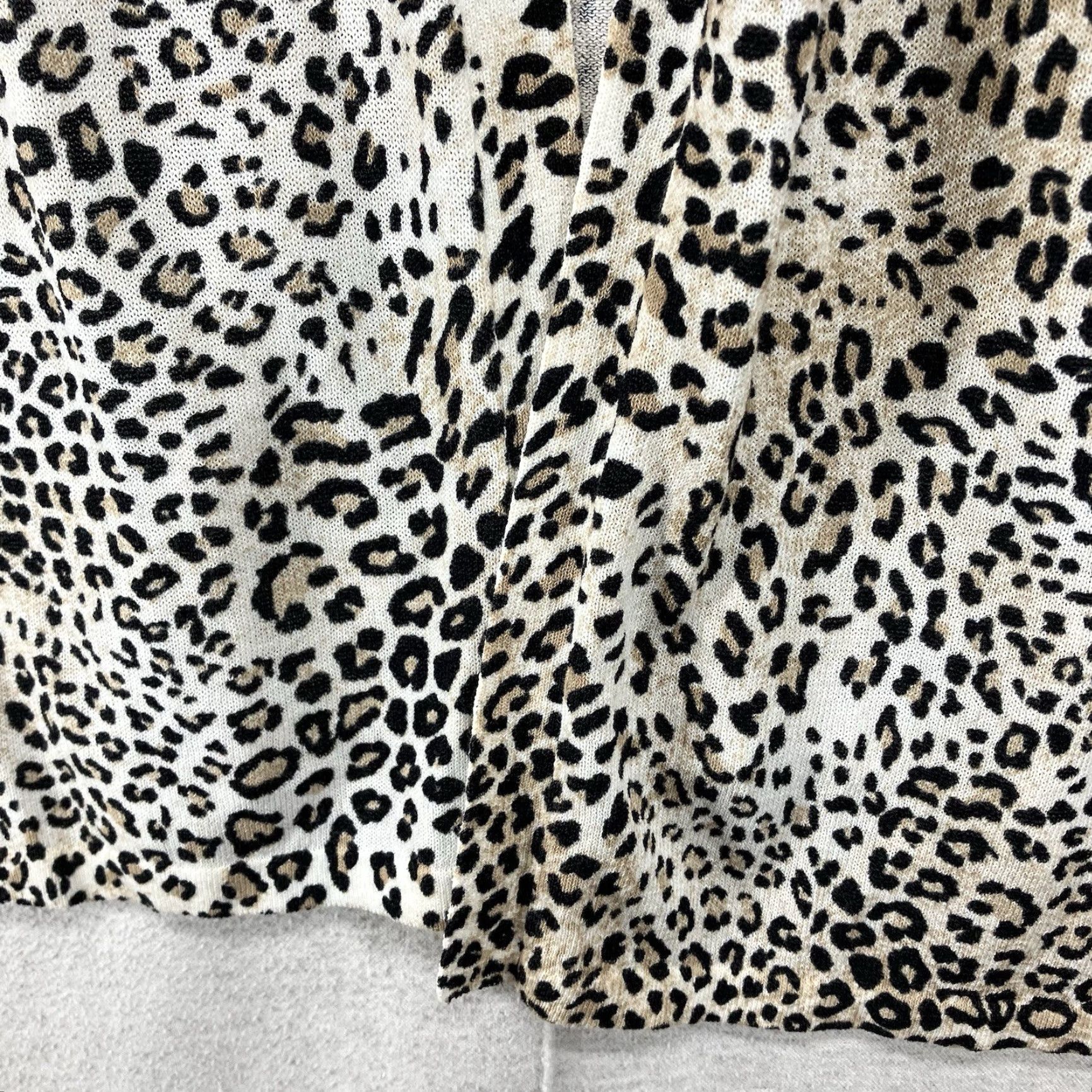 Vintage Chico's Women's Cardigan Open-Front Leopard Animal Print Knit Sweater M Beige Lightweight 3/4 Sleeve Fall Winter Size M / US 6-8 / IT 42-44 - 6 Thumbnail