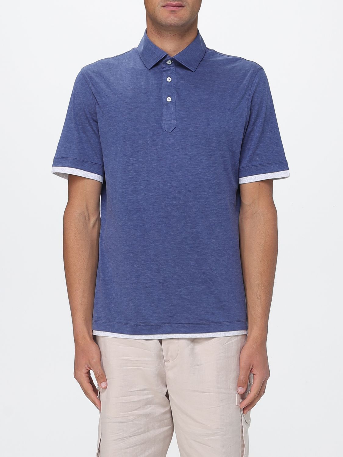 Brunello Cucinelli Brunello Cucinelli Polo Shirt Men Blue Size US XXL / EU 58 / 5 - 1 Thumbnail