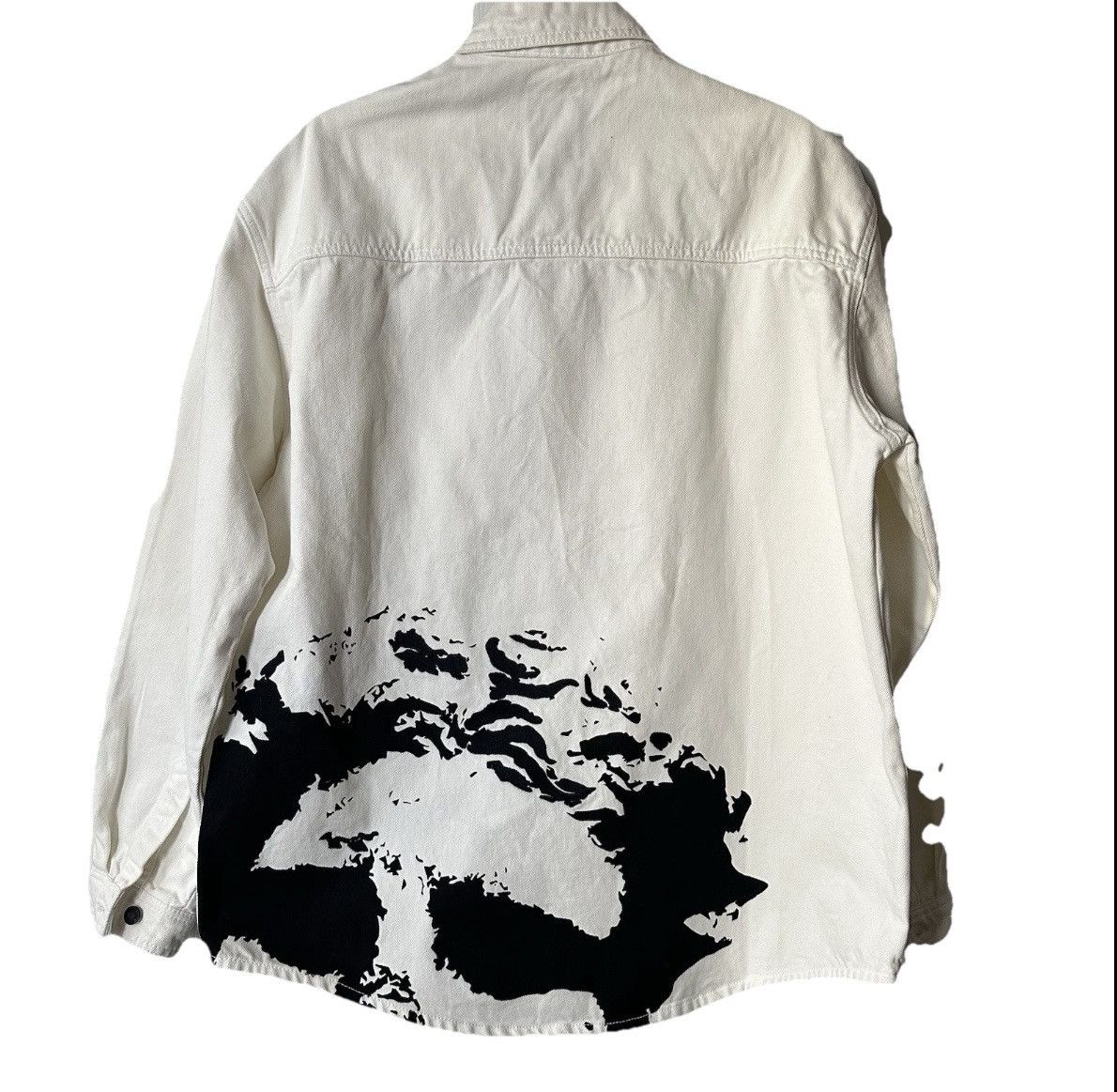 New Zara Embroidered Splatter Denim Overshirt Medium