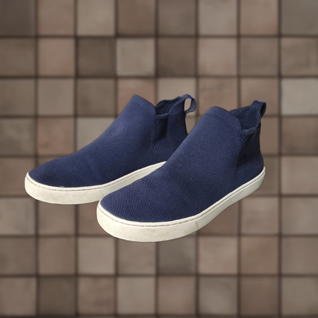 Vintage Rothy’s Chelsea Navy Knit Recycled Textile Pull On Bootie - Women - Size 10.5 - Casual Blue Sneaker Booties Size US 11 / IT 41 - 1 Thumbnail