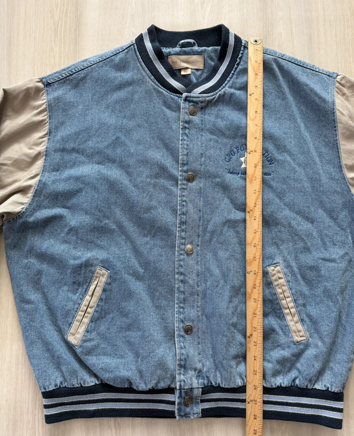 Port Authority Vintage Port Authority Denim Varsity Jacket Sz 2XL Size US XXL / EU 58 / 5 - 4 Thumbnail