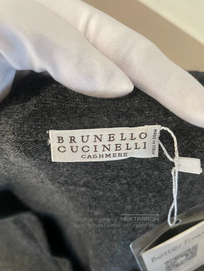 Brunello Cucinelli Brunello Cucinelli Black and Grey Cashmere Cardigan Size L / US 10 / IT 46 - 6 Thumbnail