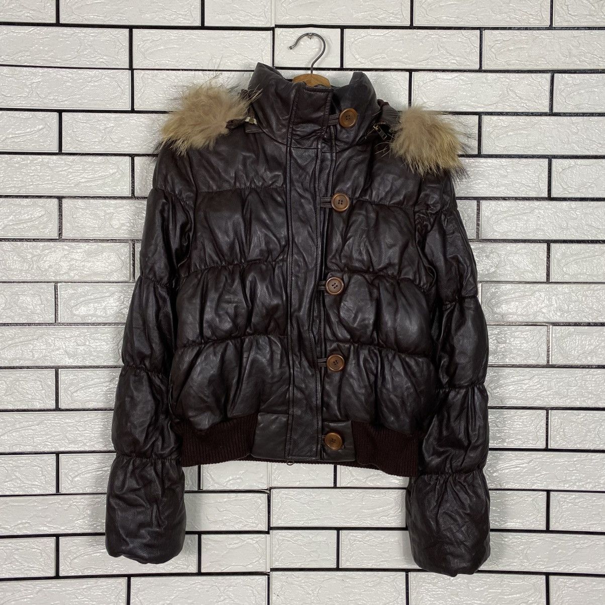 Japanese Brand 📌Vintage Cropped Leather Jacket Unbranded Mink Fur Collar Size US M / EU 48-50 / 2 - 2 Thumbnail