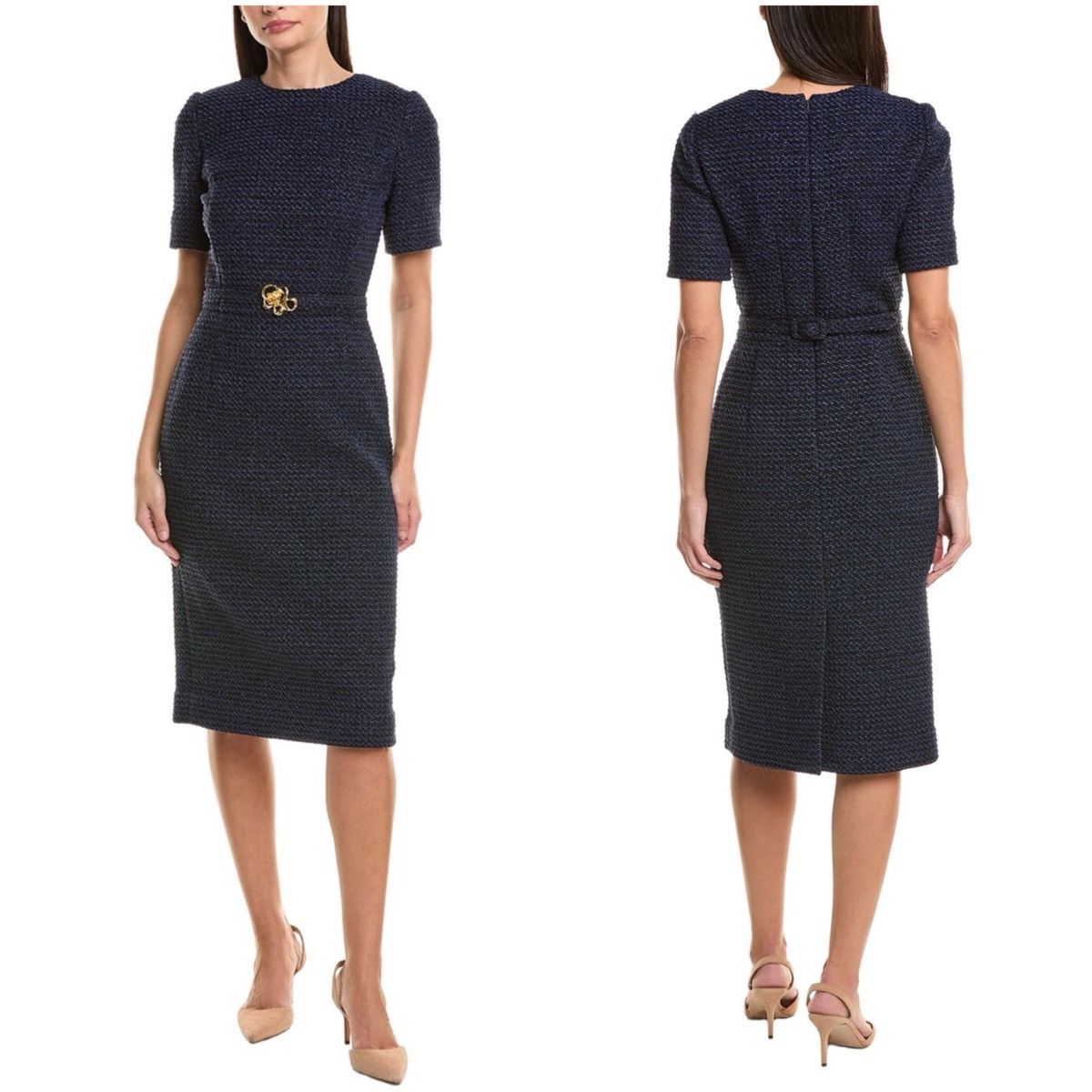 Oscar De La Renta OSCAR DE LA RENTA Lurex Check Tweed Pencil Dress size 14 Size XL / US 12-14 / IT 48-50 - 2 Thumbnail