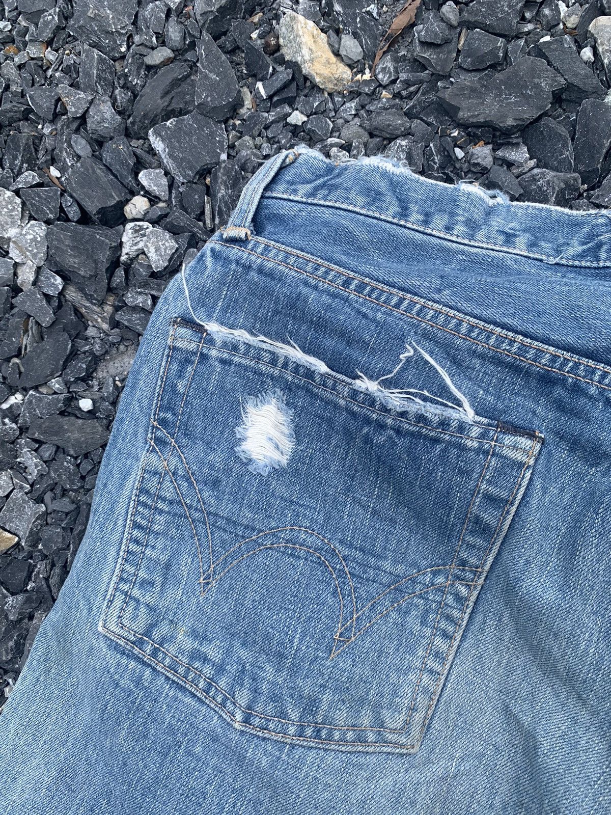 Kapital EDWIN 505s SELVEDGE RUSTY DISTRESSED SHORT DENIM Size US 32 / EU 48 - 11 Thumbnail