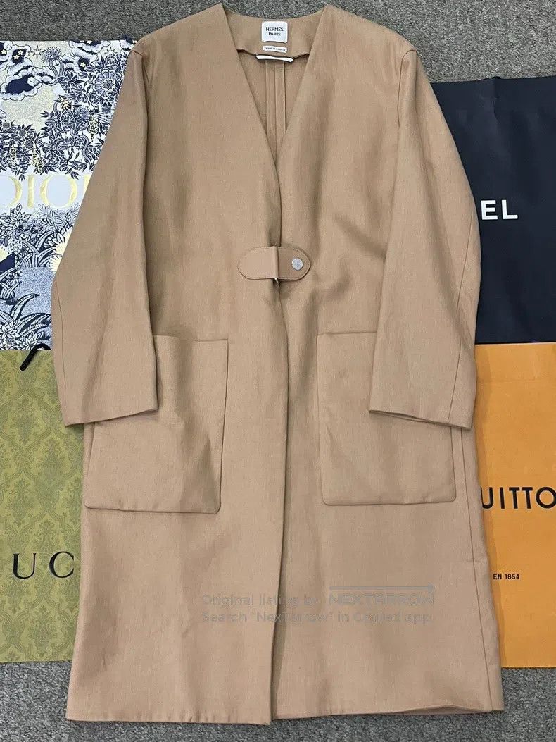 Hermes Hermes Khaki Linen Coat Size XS / US 0-2 / IT 36-38 - 1 Thumbnail