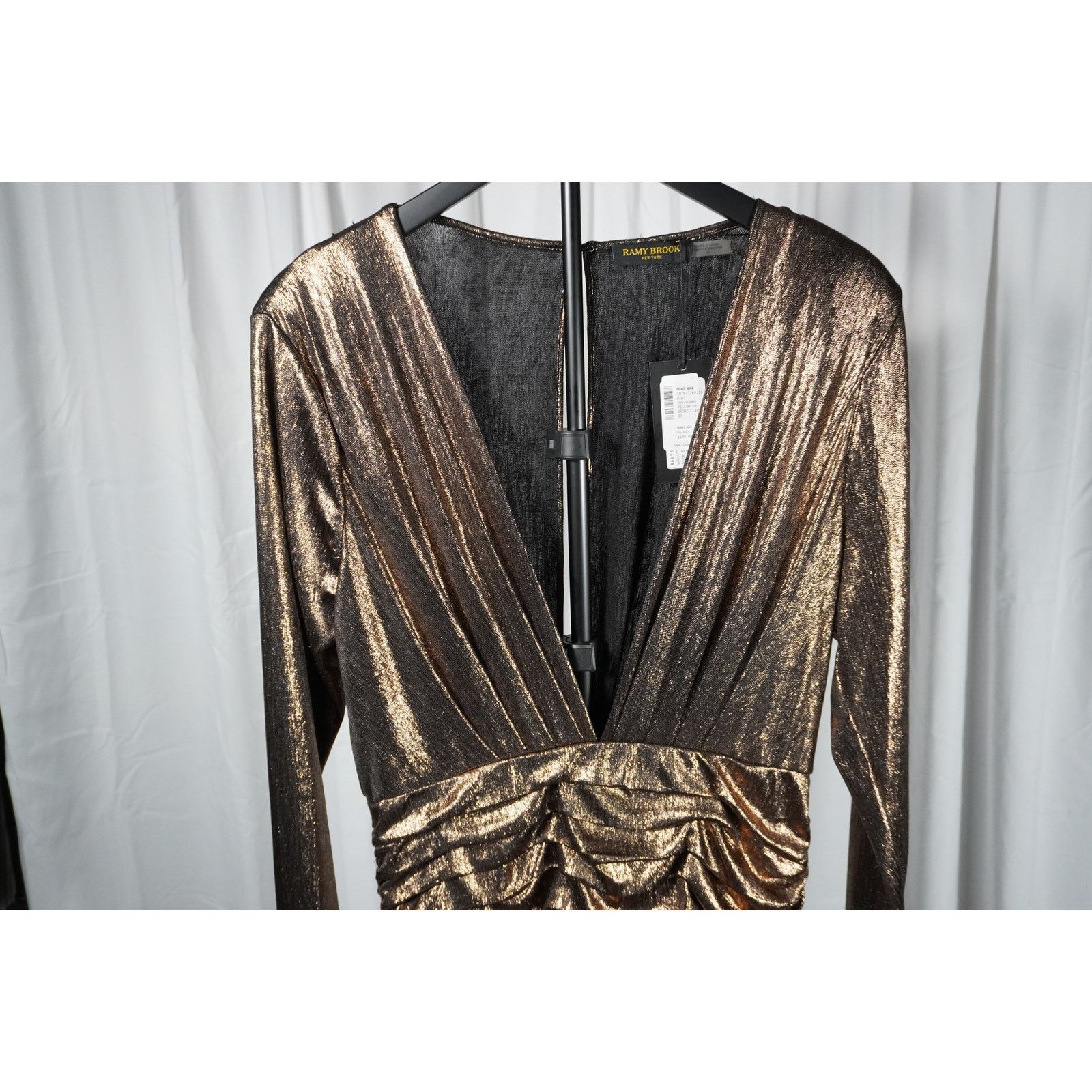 Ramy Brook Ramy Brook Willow Dress Bronze Metallic Mini - Long Sleeve Size L / US 10 / IT 46 - 3 Thumbnail
