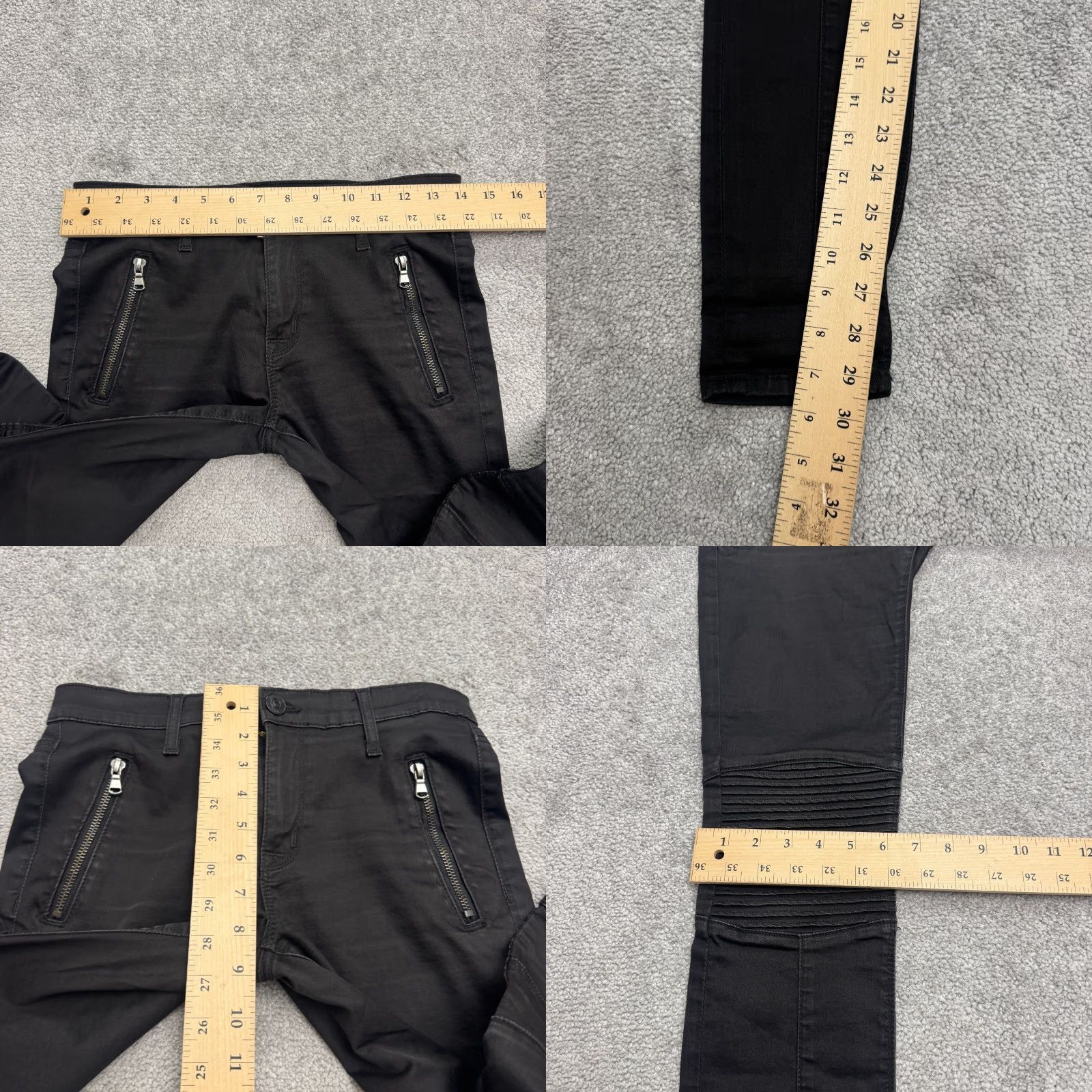 Hudson Hudson Pants Women 26 Black Skinny Ribbed Zipper Stretch Biker Casual Size 26" / US 2 / IT 38 - 9 Thumbnail