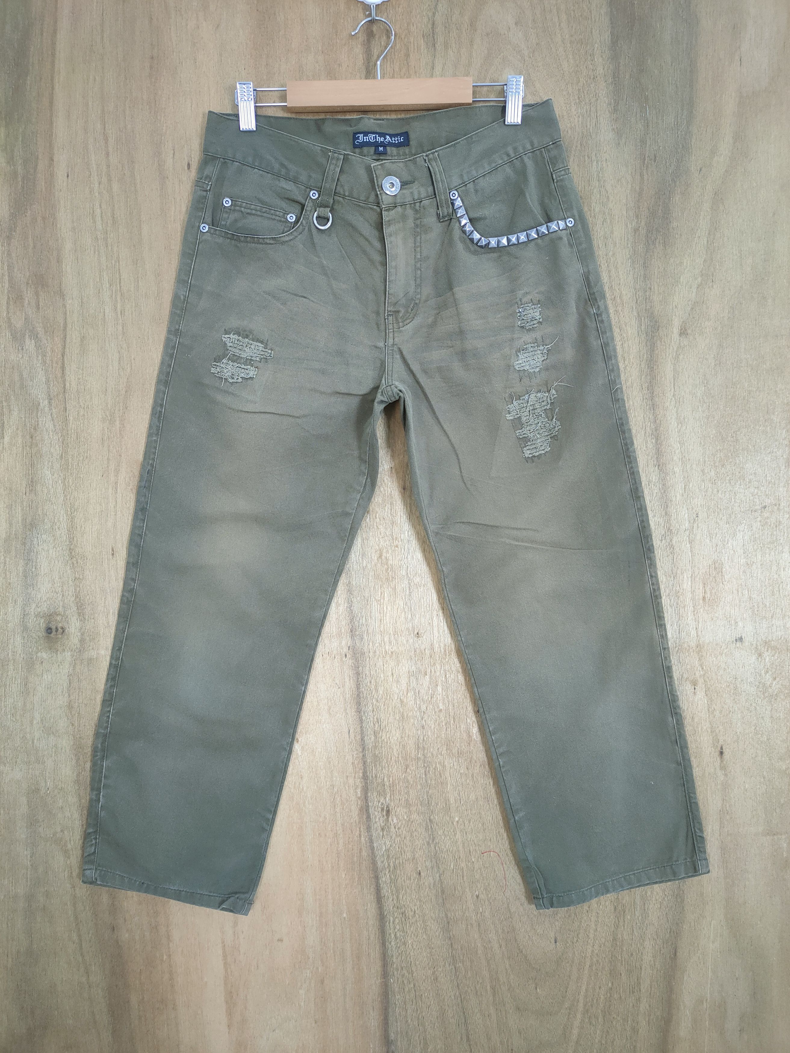 In The Attic IN THE ATTIC OLIVE GREEN PATCHWORK PANTS Size US 30 / EU 46 - 1 Thumbnail