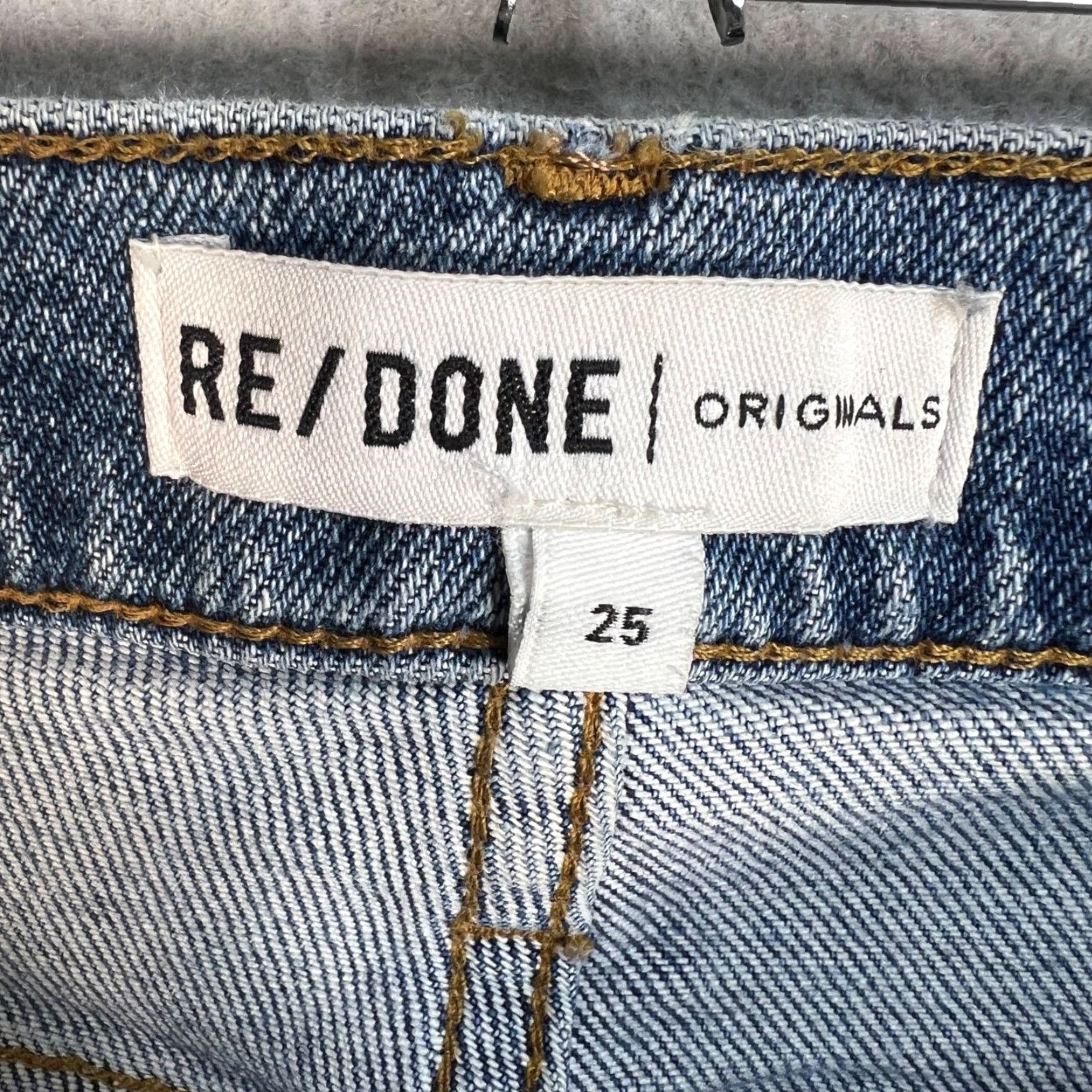 RE/DONE VINTAGE Re/Done Originals Jeans High-Rise Frayed Hem Straight Blue Denim Size 25 Size 42" / US 20 - 3 Thumbnail