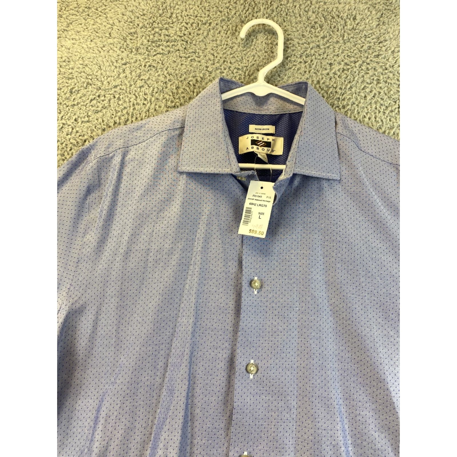 Joseph Abboud VINTAGE Joseph Abboud Dress Shirt Men L Blue Long Sleeve Button Cotton 80-8 Size 42R - 3 Thumbnail