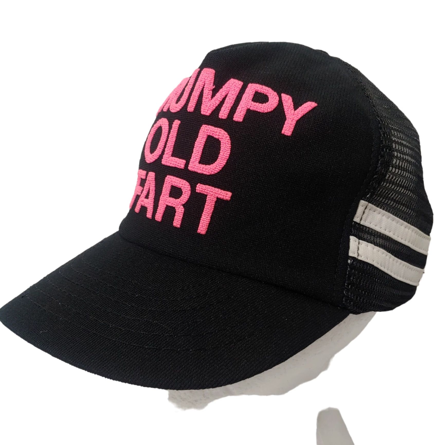 Pinko VINTAGE Grumpy Old Fart Cap Hat 2 Stripe Black White Pink Adjustable Men Snapback Vintage Two Stripe Cap Size ONE SIZE - 6 Thumbnail