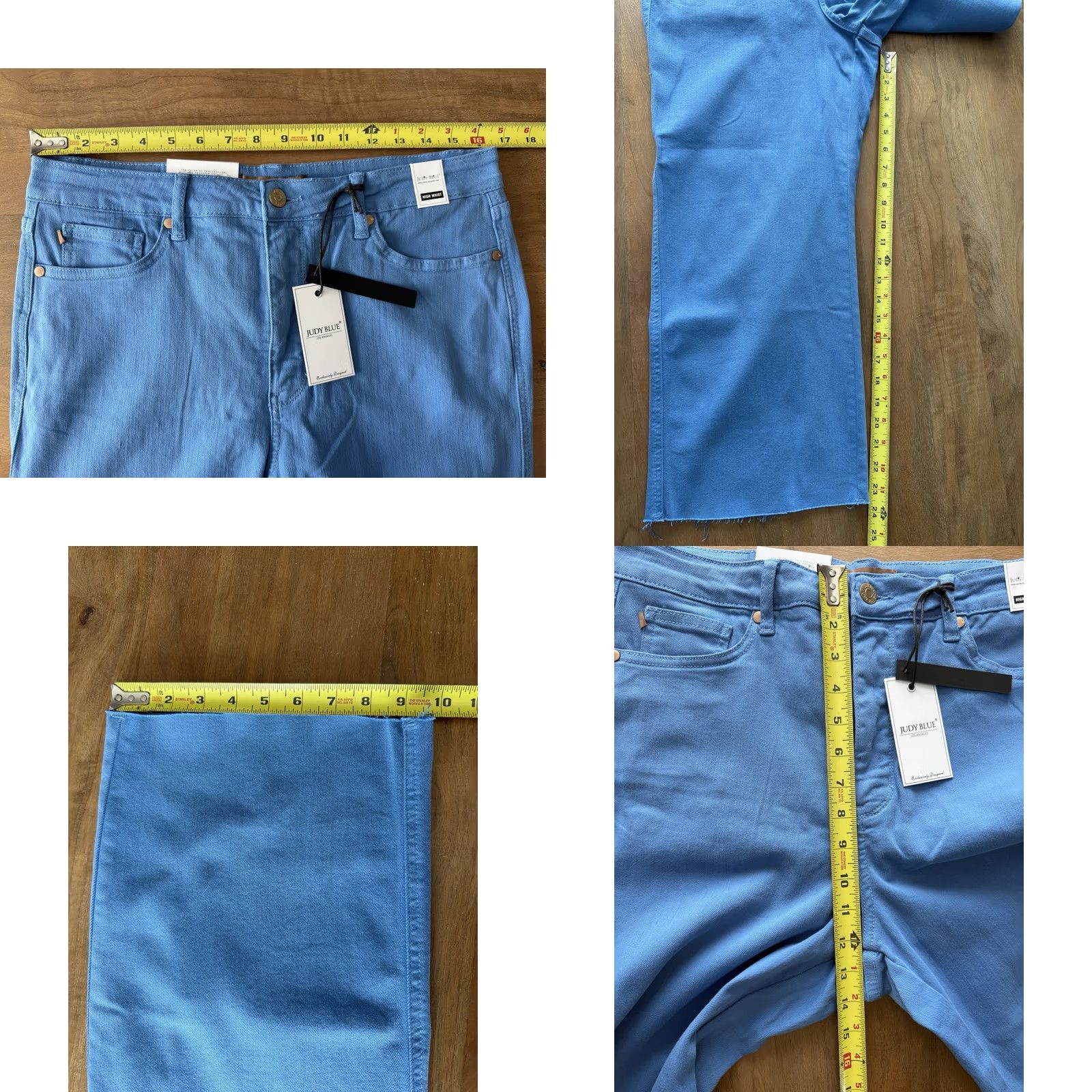 Vintage Judy Blue Jeans Womens 15/32 Blue High Waist Garment Dyed Fray Hem Crop Wide Leg Jeans Lion Logo Bohemian City Hip Hop 5-Pocket Design Regular Womens Size 24" / US 00 / IT 34 - 8 Thumbnail
