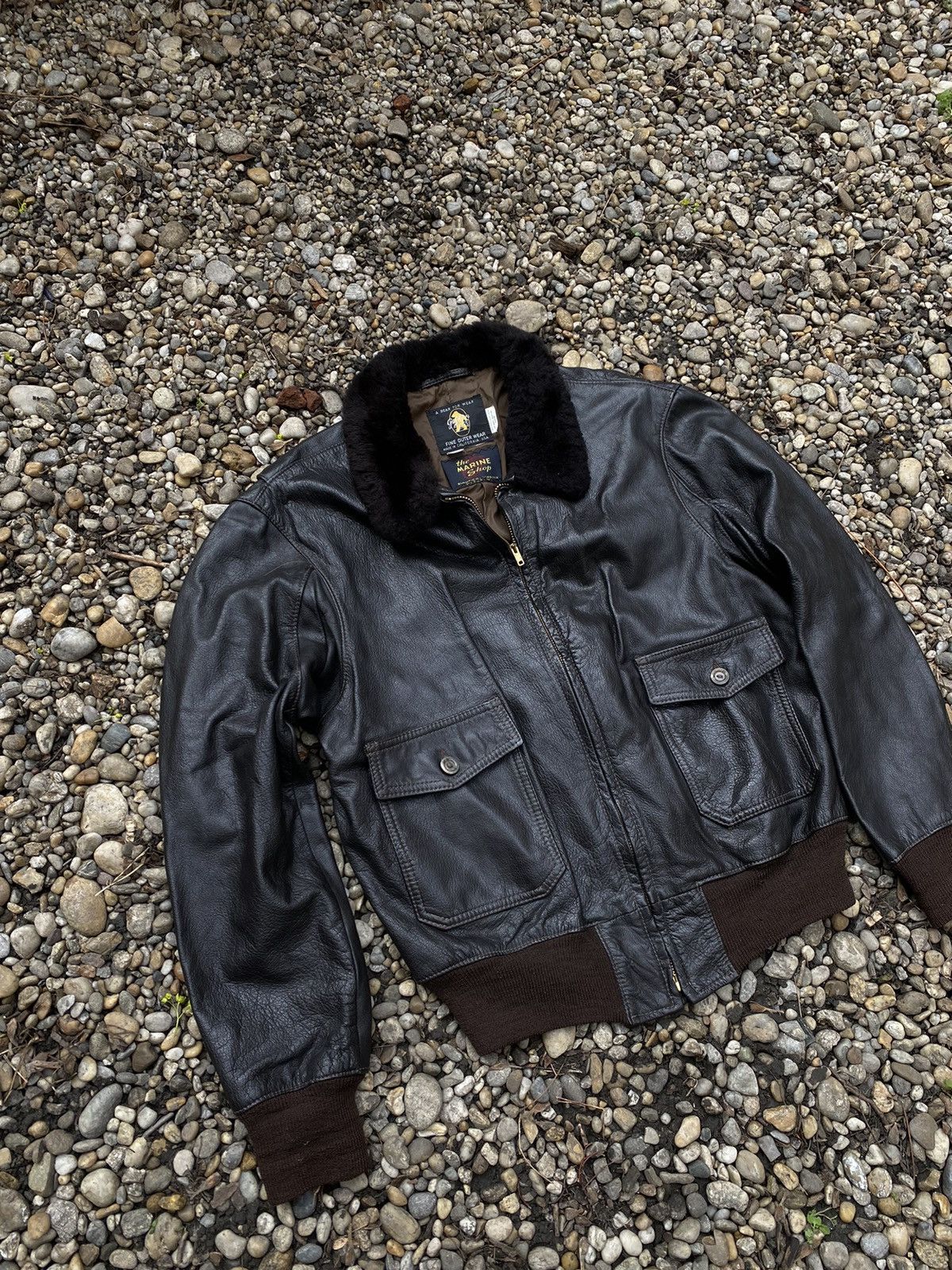 Golden Bear × Vintage Vintage 70s Golden Beat Goat Skin Leather G1 Flight Jacket Size US M / EU 48-50 / 2 - 6 Thumbnail