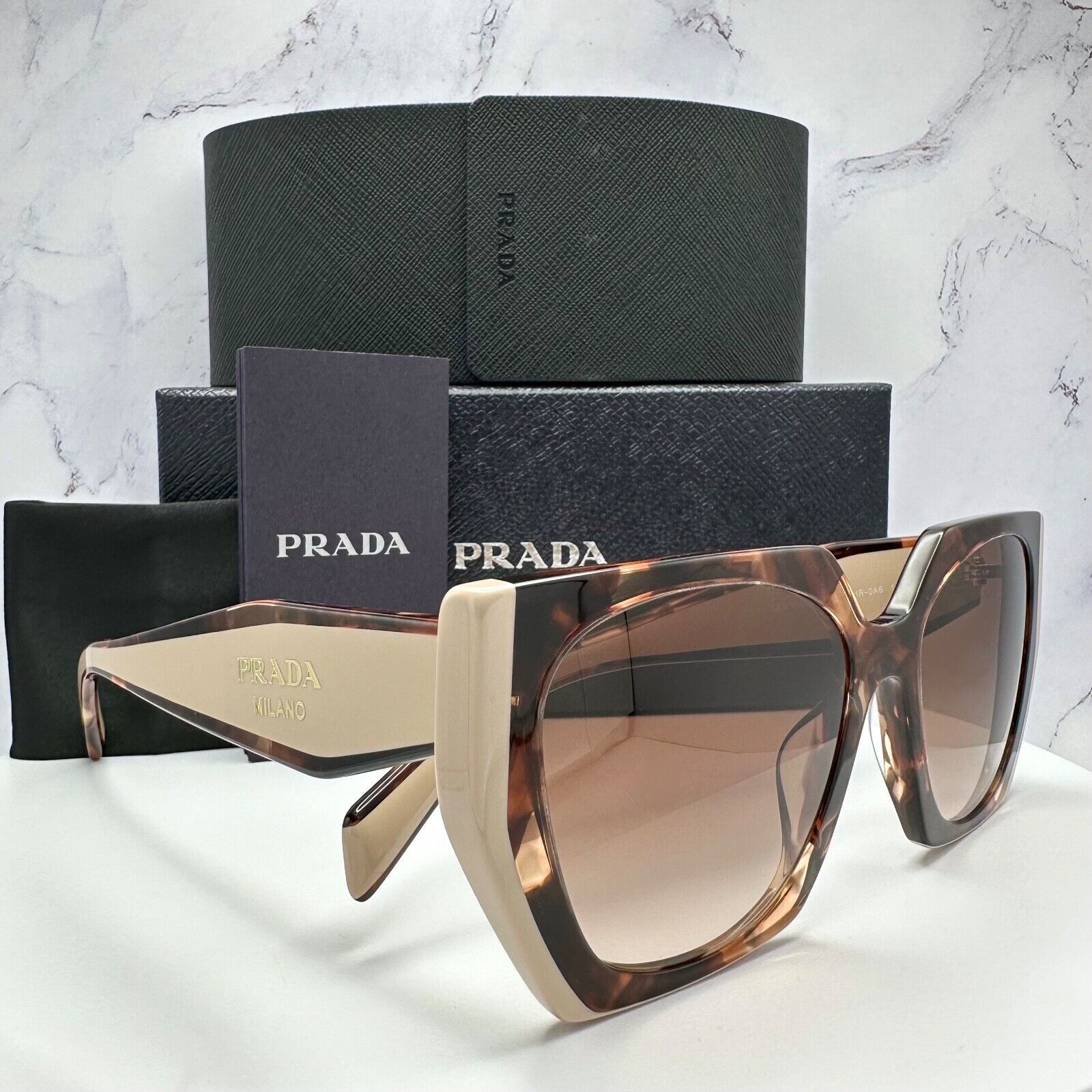 Prada New PRADA Sunglasses Symbole Logo Brown Beige Tortoise Gold Size ONE SIZE - 6 Thumbnail