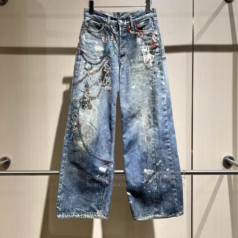 Acne Studios Acne Studios 3D Chain Print Denim Pants Size US 32 / EU 48 - 1 Thumbnail