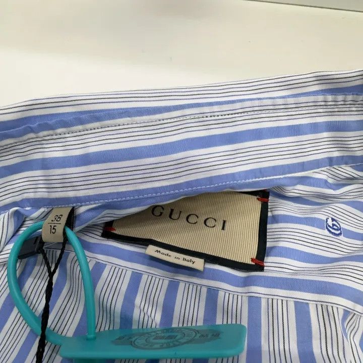 Gucci Gucci Gucci SS21 Blue Striped Dress Shirt -2506 Size US M / EU 48-50 / 2 - 2 Thumbnail