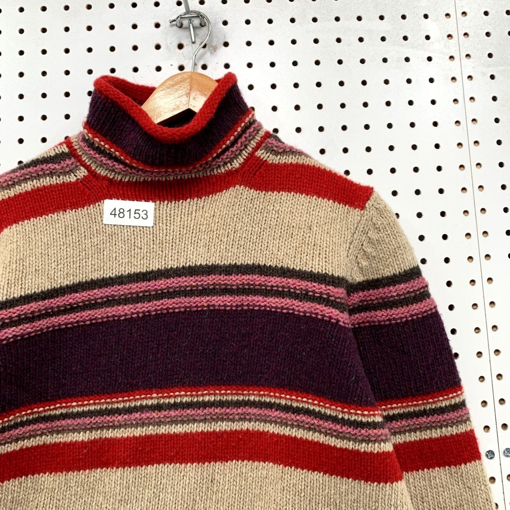 Eddie Bauer Eddie Bauer Wool Turtleneck Sweater Womens XL Red Striped Knit Lambswool Size XL / US 12-14 / IT 48-50 - 6 Thumbnail