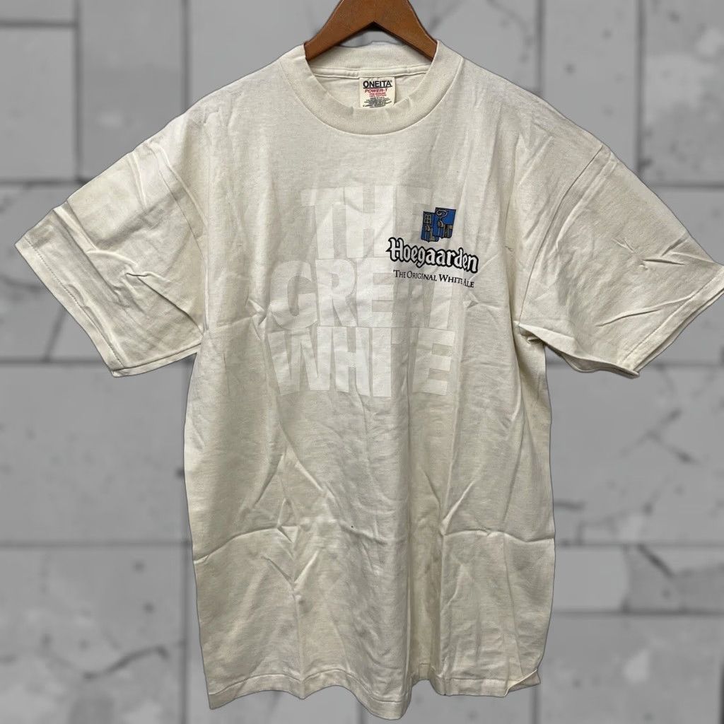 Vintage VINTAGE Oneita T-Shirt Men's XL White Hoegaarden White Ale USA Graphic Tee Size US XL / EU 56 / 4 - 1 Thumbnail