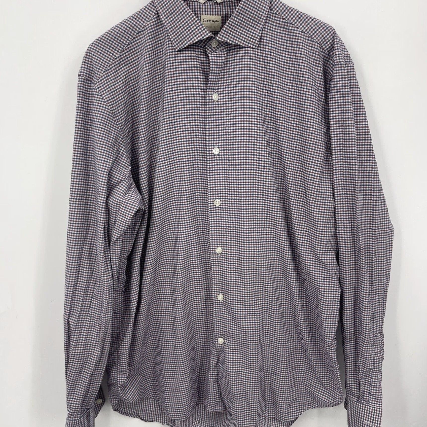 Vintage Culturata Button-Up Shirt Mens XL Plaid Gingham Cotton Blue White 90s Classic Designer Mens Clothing Size US XL / EU 56 / 4 - 6 Thumbnail