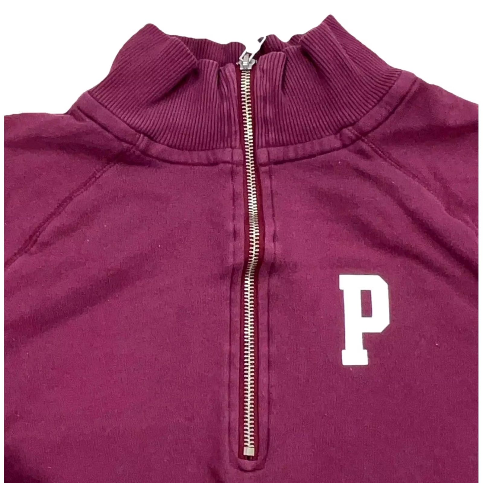 Victoria's Secret VINTAGE Victoria's Secret PINK Sweatshirt Women Small Maroon White Quarter Zip Sweater Size S / US 4 / IT 40 - 2 Thumbnail