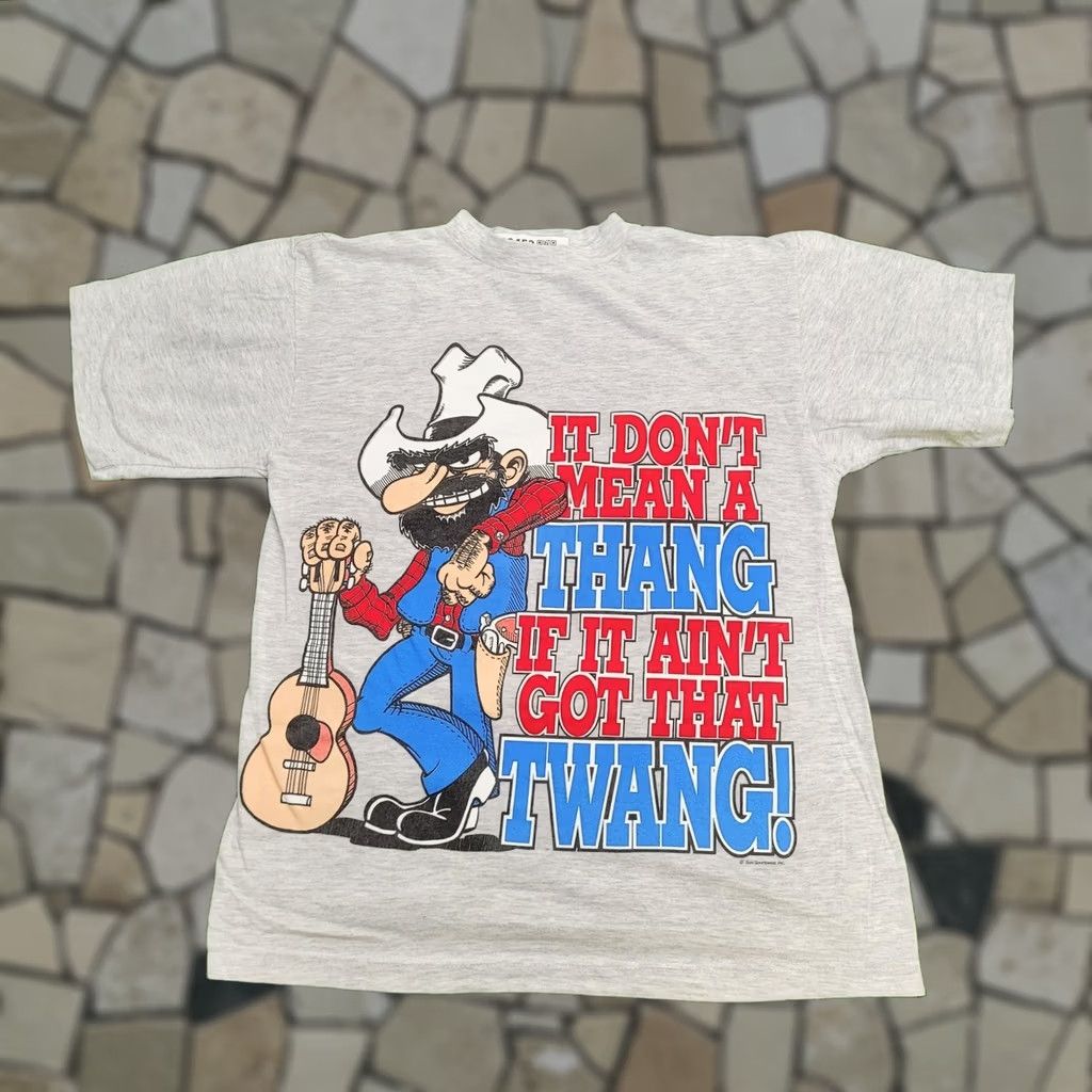 Vintage VINTAGE Funny Cowboy Western Shirt S/M 20x26 Gray Statement Humor S/M Gray Graphic Tee Mens Size US M / EU 48-50 / 2 - 1 Thumbnail