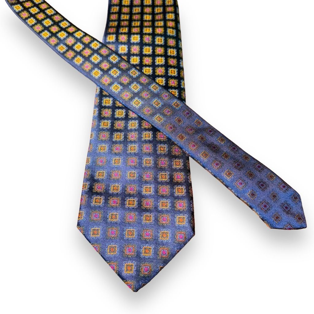 Handmade Carrot & Gibbs Navy Blue Flower Handmade 100% Silk Neck Tie Size ONE SIZE - 1 Thumbnail