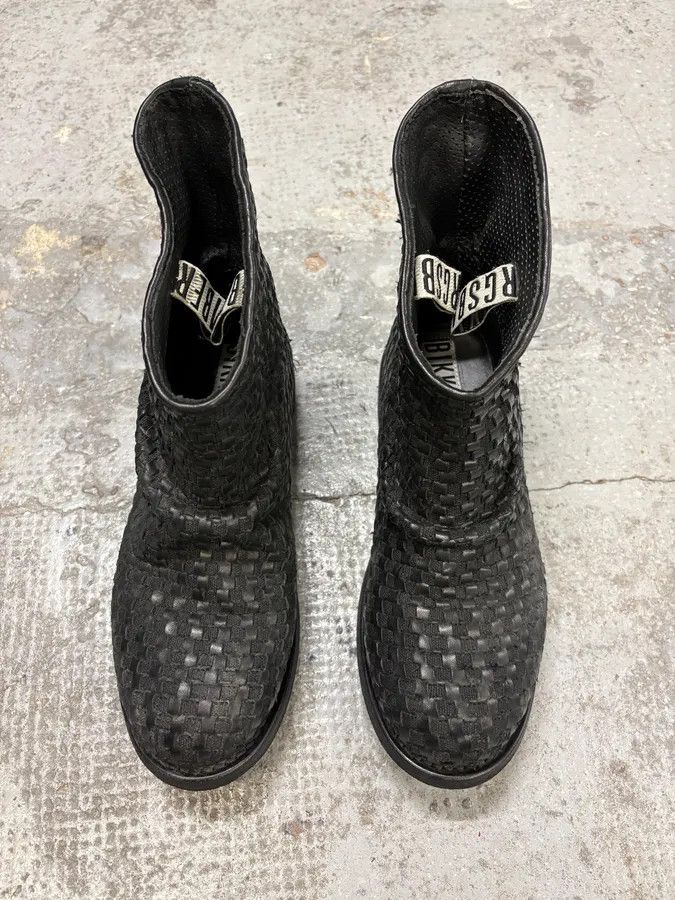 Dirk Bikkembergs Bikkembergs Black Woven Embossed Leather Boots Size US 7 / IT 37 - 2 Thumbnail