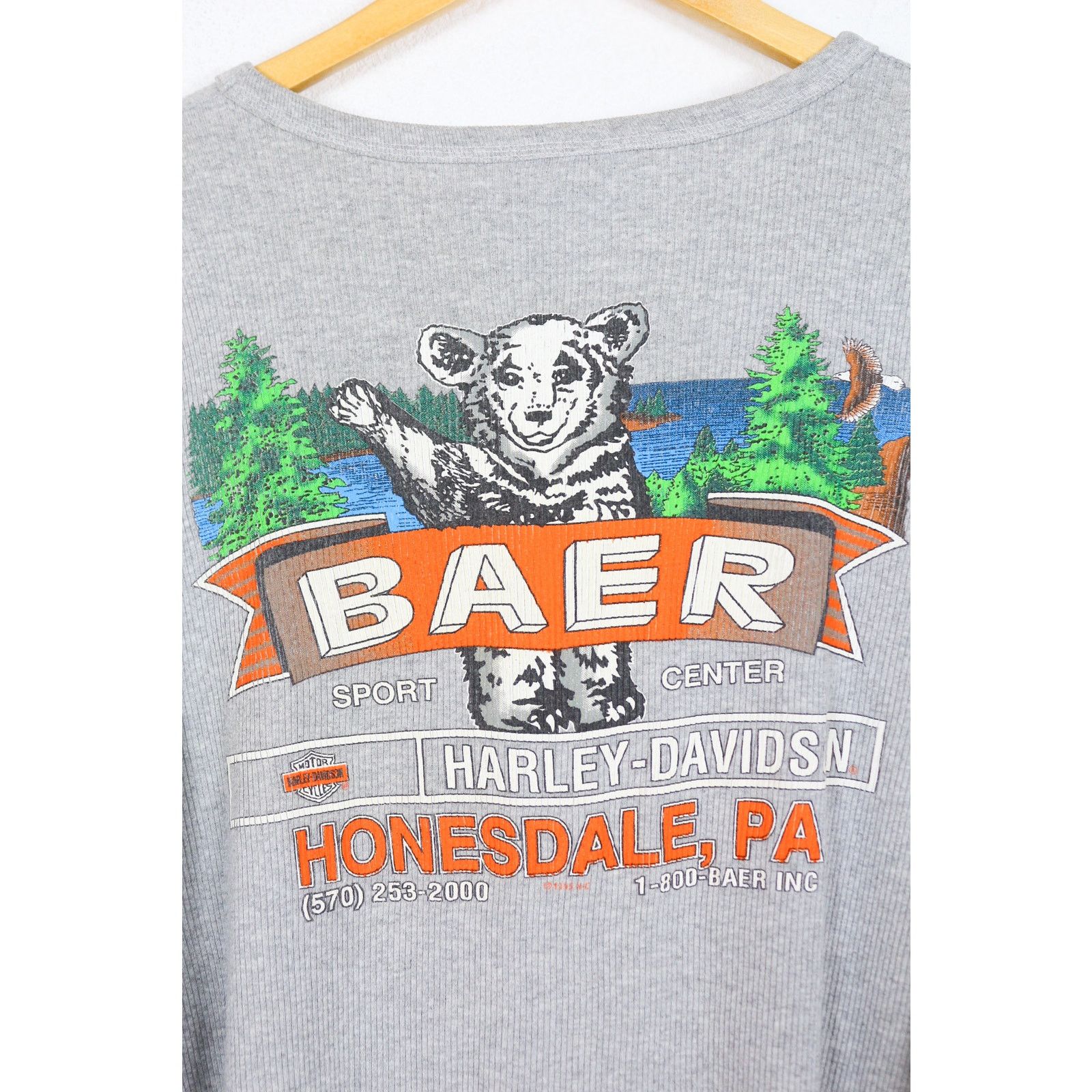 Harley Davidson Vintage Harley Davidson BAER Graphic Waffle Tee T-shirt 90s Size US M / EU 48-50 / 2 - 4 Thumbnail
