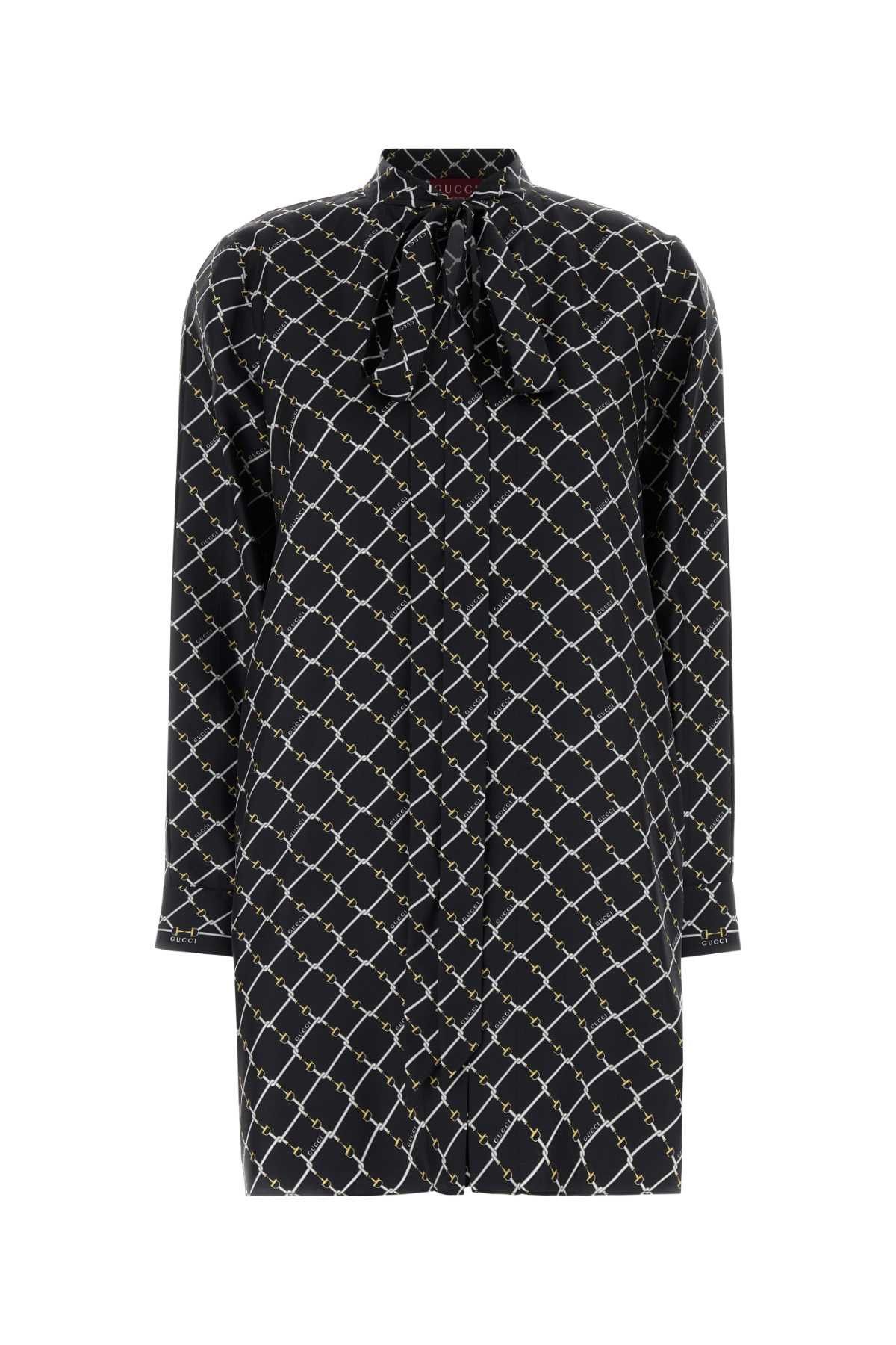 Gucci Printed Silk Mini Dress Size L / US 10 / IT 46 - 1 Thumbnail