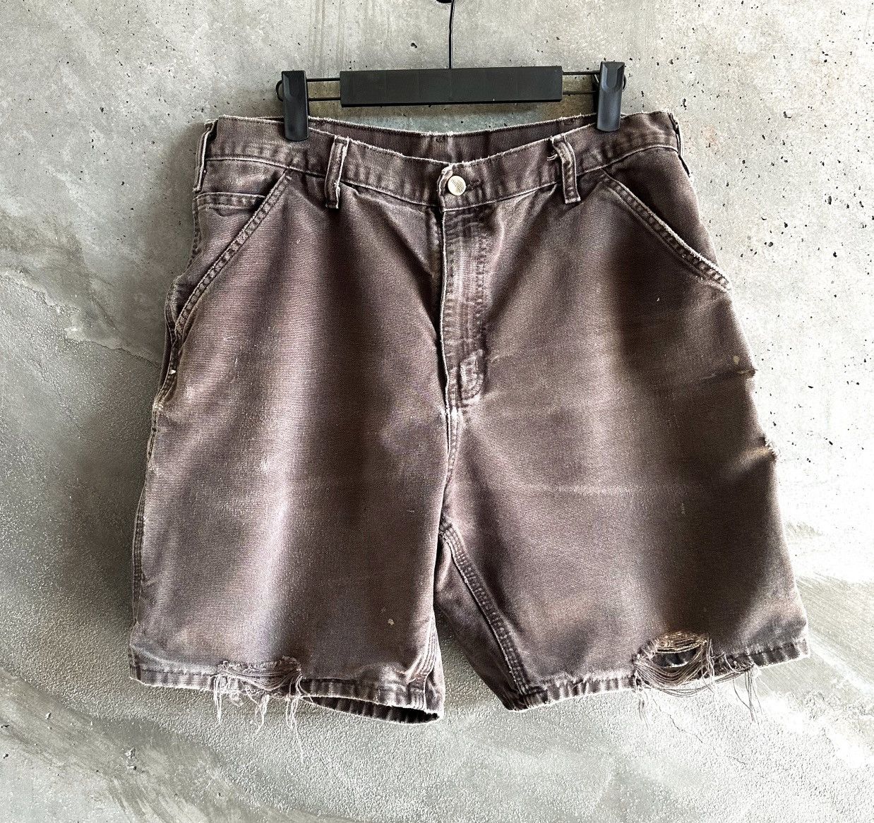 Carhartt Vintage THRASHED Carpenter Shorts 🍫 Size US 32 / EU 48 - 2 Thumbnail
