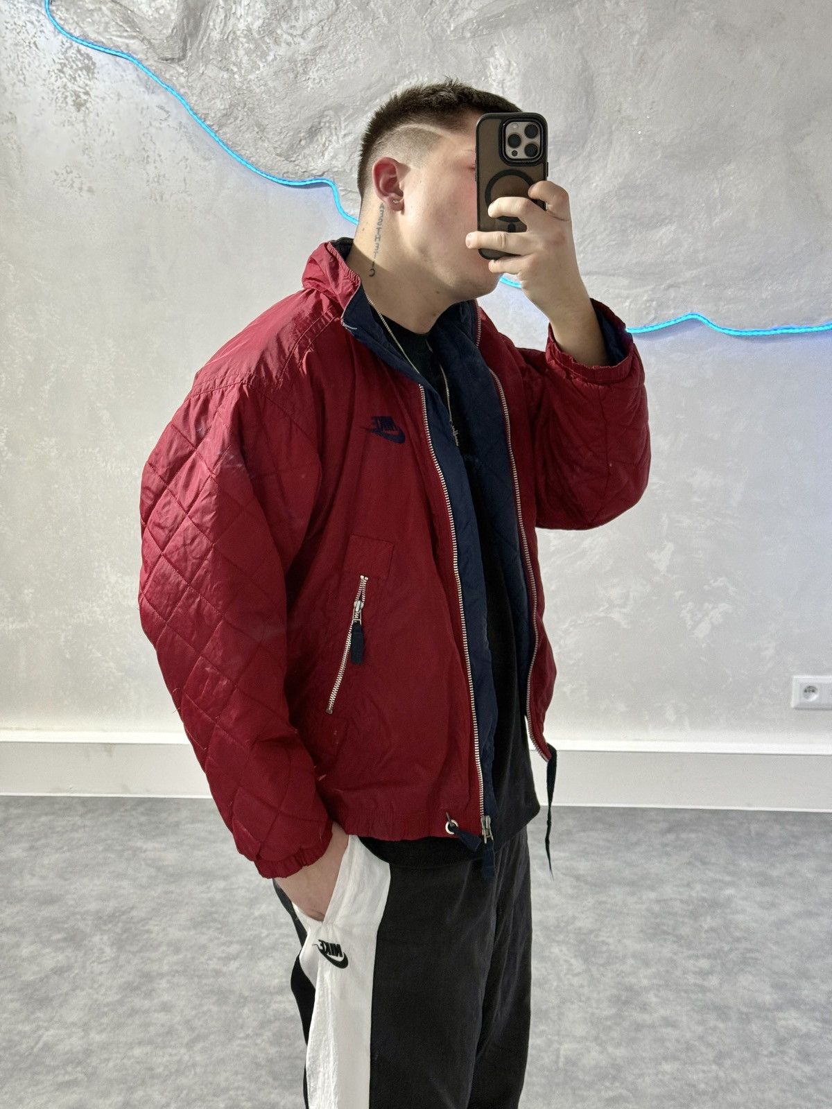 Nike Vintage 90s light puffer bomber jacket Nike big back logo Size US M / EU 48-50 / 2 - 5 Thumbnail