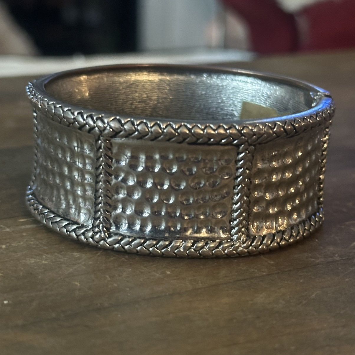 Vintage Vintage silver tone hammered hinged bangle bracelet Size ONE SIZE - 4 Thumbnail