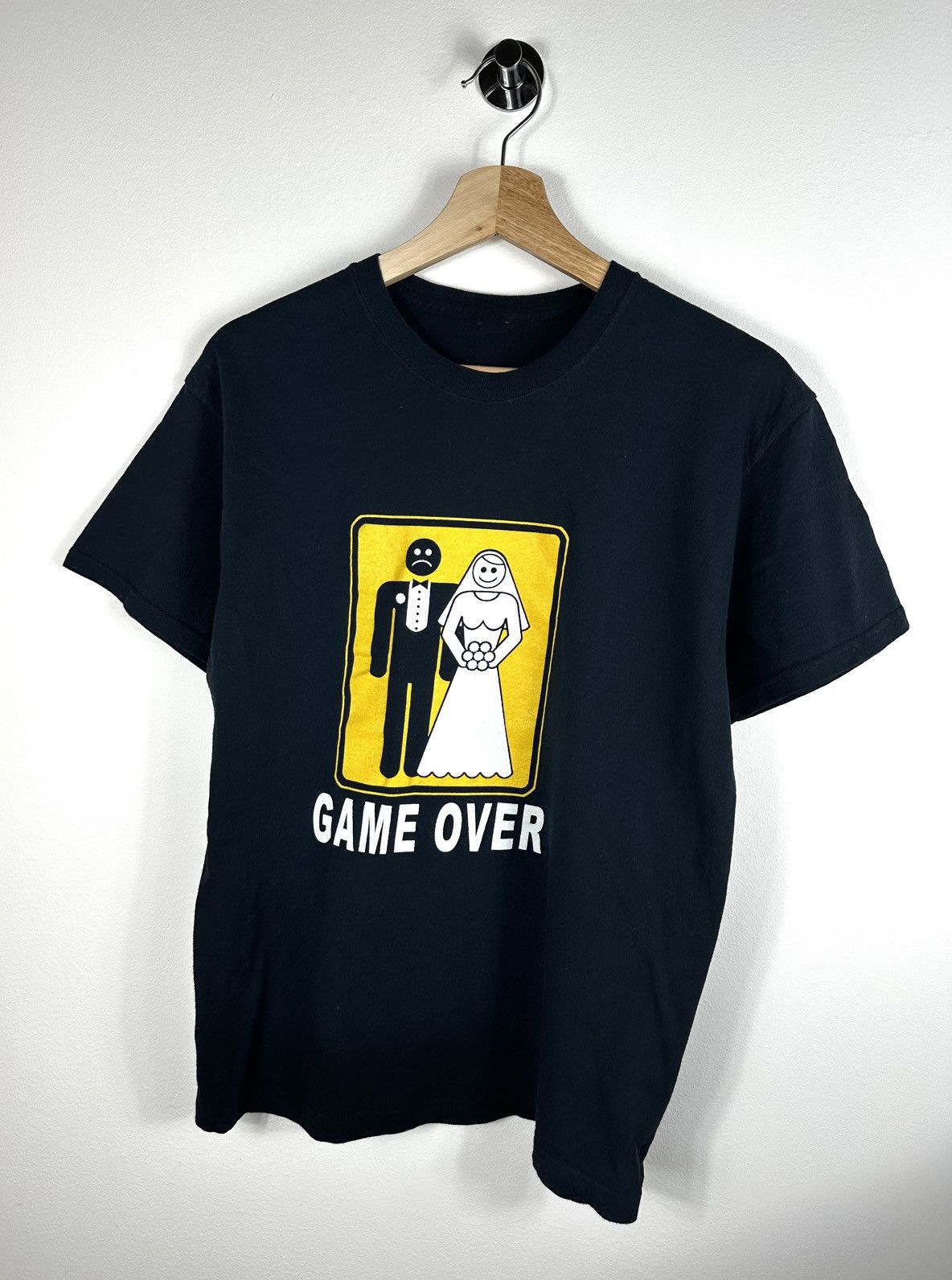 Vintage Funny Wedding "Game Over" Graphic T-Shirt Size US S / EU 44-46 / 1 - 1 Thumbnail
