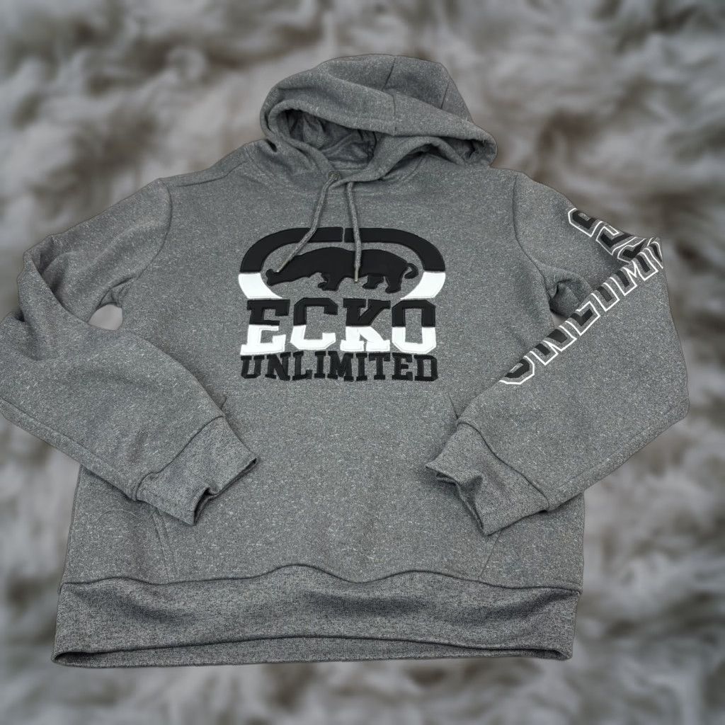 Logo 7 Ecko Unlimited Hoodie Mens Medium Gray Pullover Logo Graphic Sweatshirt Size US M / EU 48-50 / 2 - 1 Thumbnail