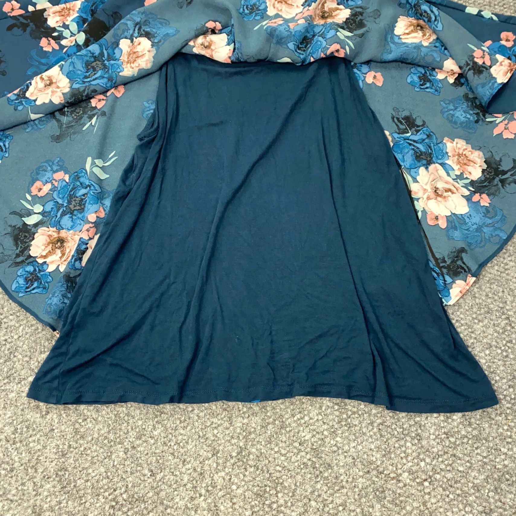 Vintage Elle Blouse XL Blue Floral Flowy Layered Stretch Top Size XL / US 12-14 / IT 48-50 - 5 Thumbnail